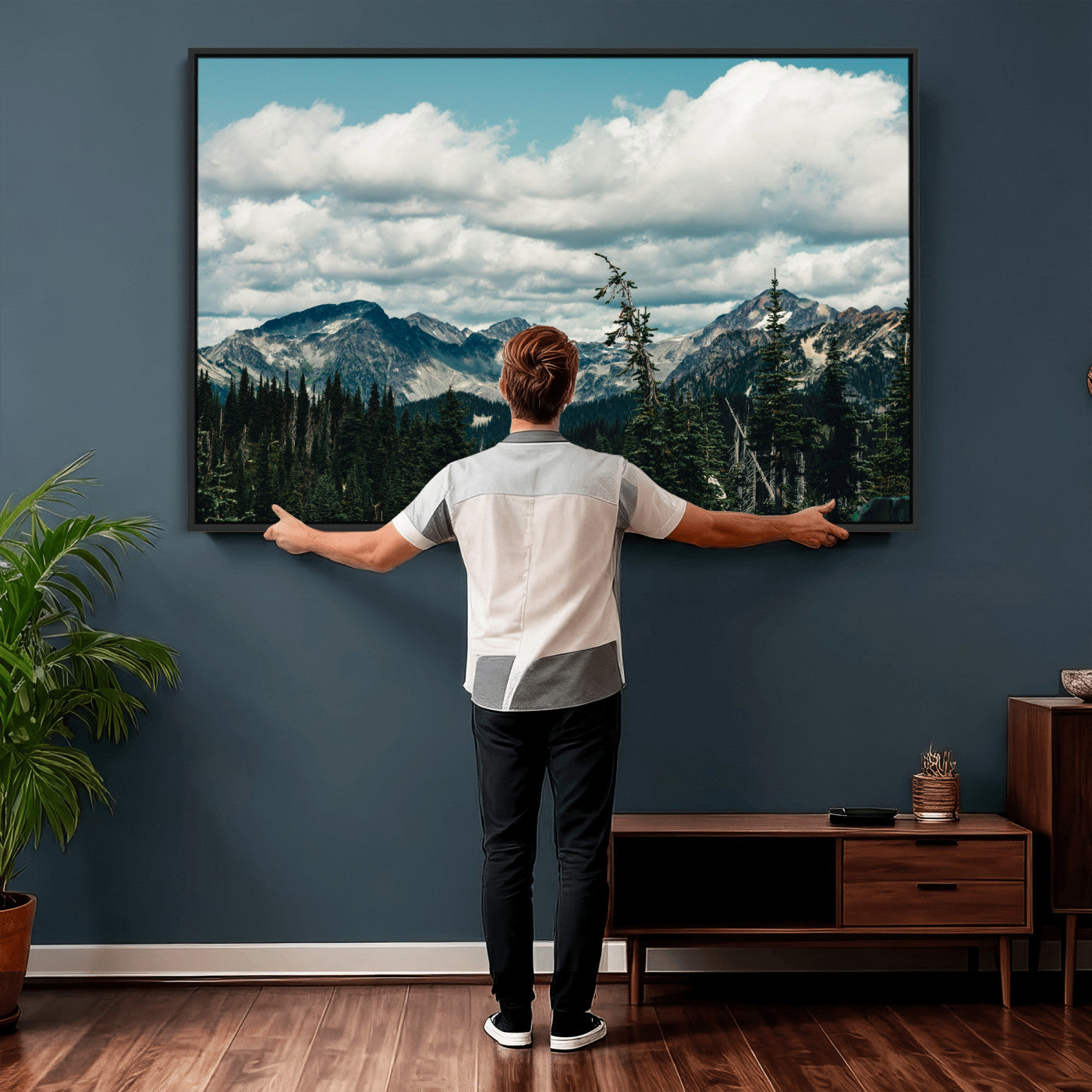 30416773-MGV-CV-36X24 - Mountain Forest Wall Art Canvas Print, Alpine Pine Tree Landscape Photography, Scenic Wilderness Mountain View, Nature Wall Decor