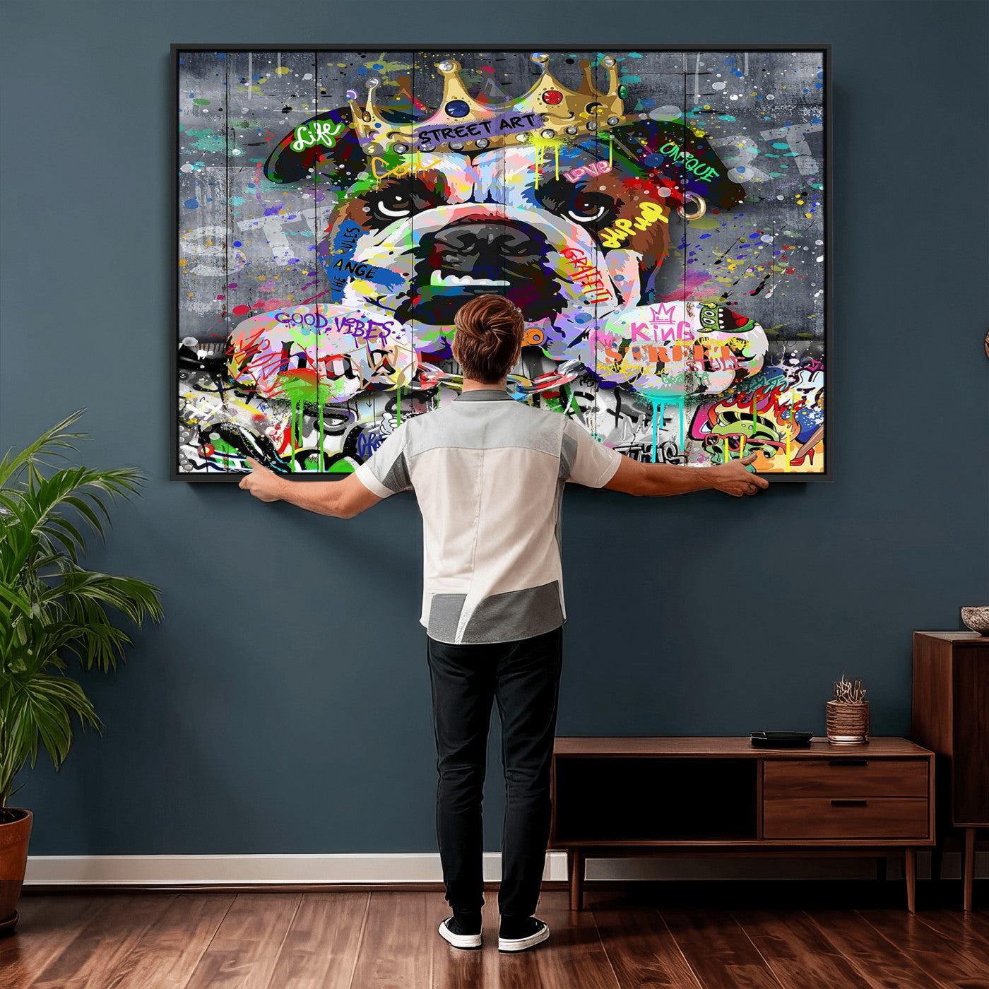 45209731-MGV-CV-36X24 - Dog Wall Decor for Teen Bedroom Decor - Graffiti Animal Canvas Wall Art for Teen Room Decor - Abstract Wall Painting Ready to Hang