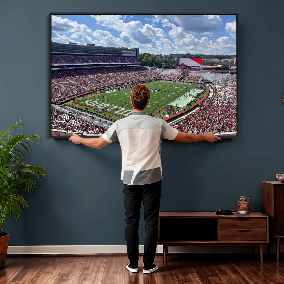 10665453-MGV-CV-36X24 - Georgia Bulldogs Stadium Wall Art Canvas Print, Sanford, Framed and Ready to Hang