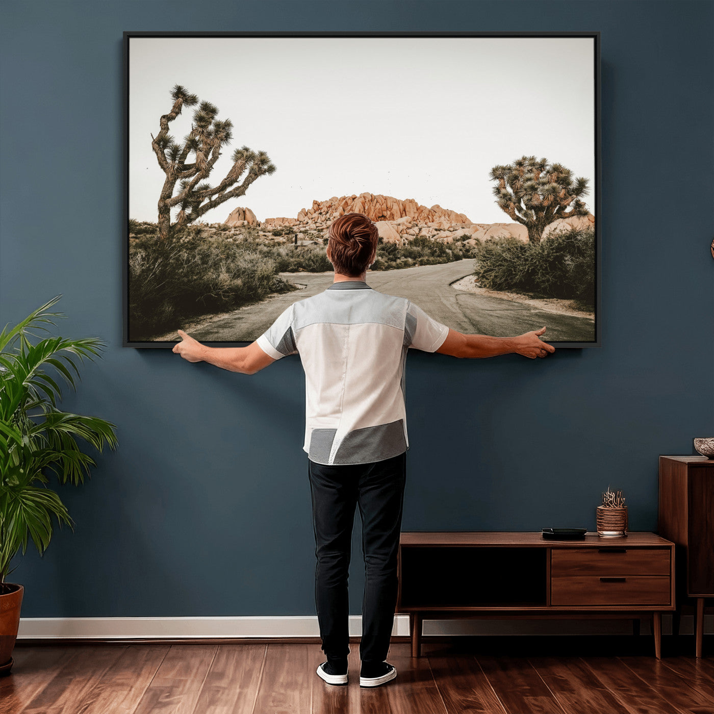 97248544-MGV-CV-36X24 - Joshua Tree Desert Wall Art Canvas Print, Minimal Southwestern Landscape Nature Wall Decor for Modern and Boho Interiors