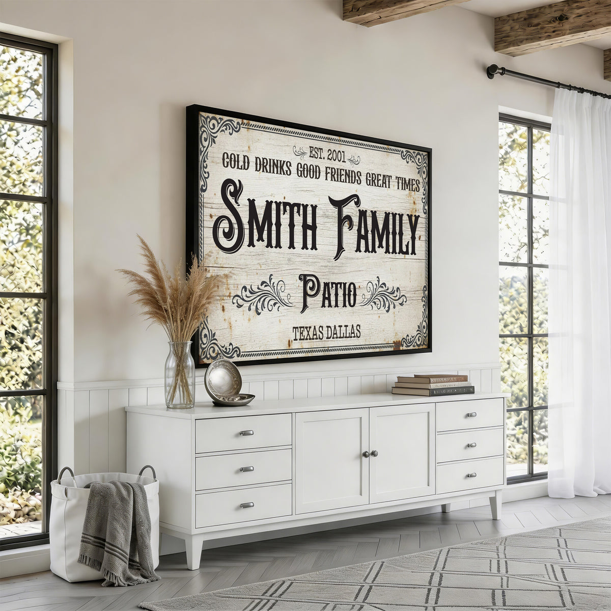 82858529-MGV-CV-36X24 - Custom Family Patio Sign Wall Art Canvas Print, Personalized Rustic Backyard Decor