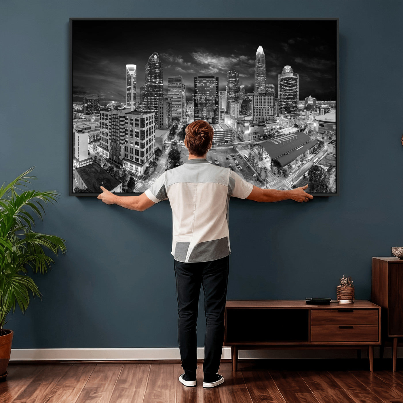 60105075-MGV-CV-36X24 - Charlotte Skyline Canvas Wall Art Print – North Carolina Cityscape Photography Print