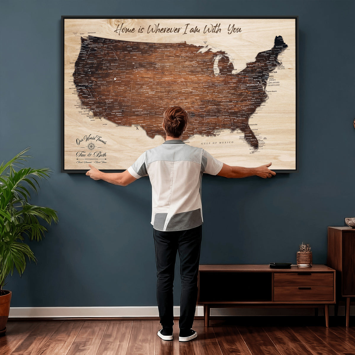 16274332-_Poster-30x20 - Personalized USA Push Pin Travel Map Canvas for Adventure Wall Decor