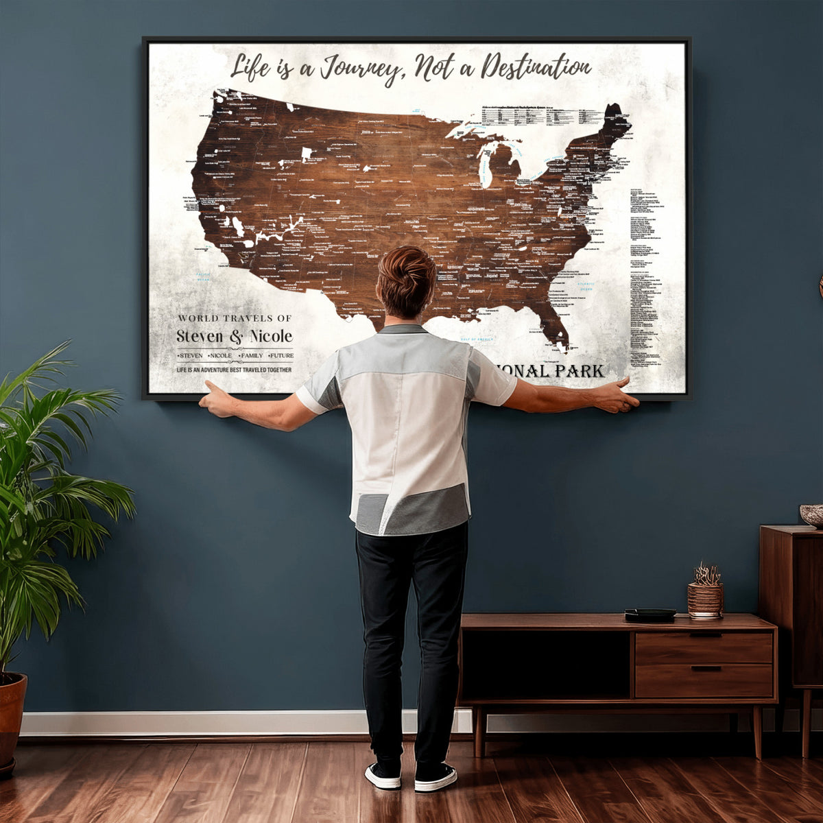 24049800-MGV-CV-36X24 - Personalized USA National Park Push Pin Travel Map Canvas Print