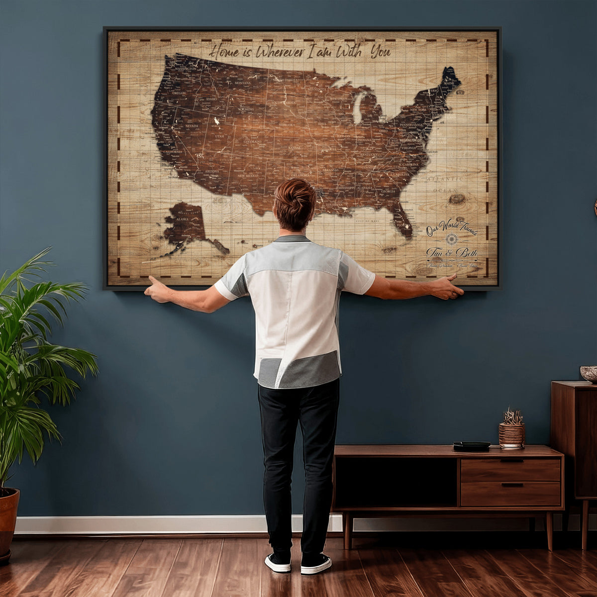 19102499U-MGV-CV-36X24 - Personalized USA Push Pin Travel Map Canvas for Adventure Wall Decor