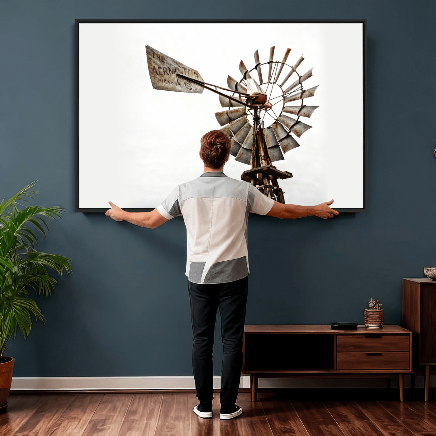 99806928-MGV-CV-36X24 - Rustic Farmhouse Windmill Canvas Wall Art Vintage Western Farmhouse Print