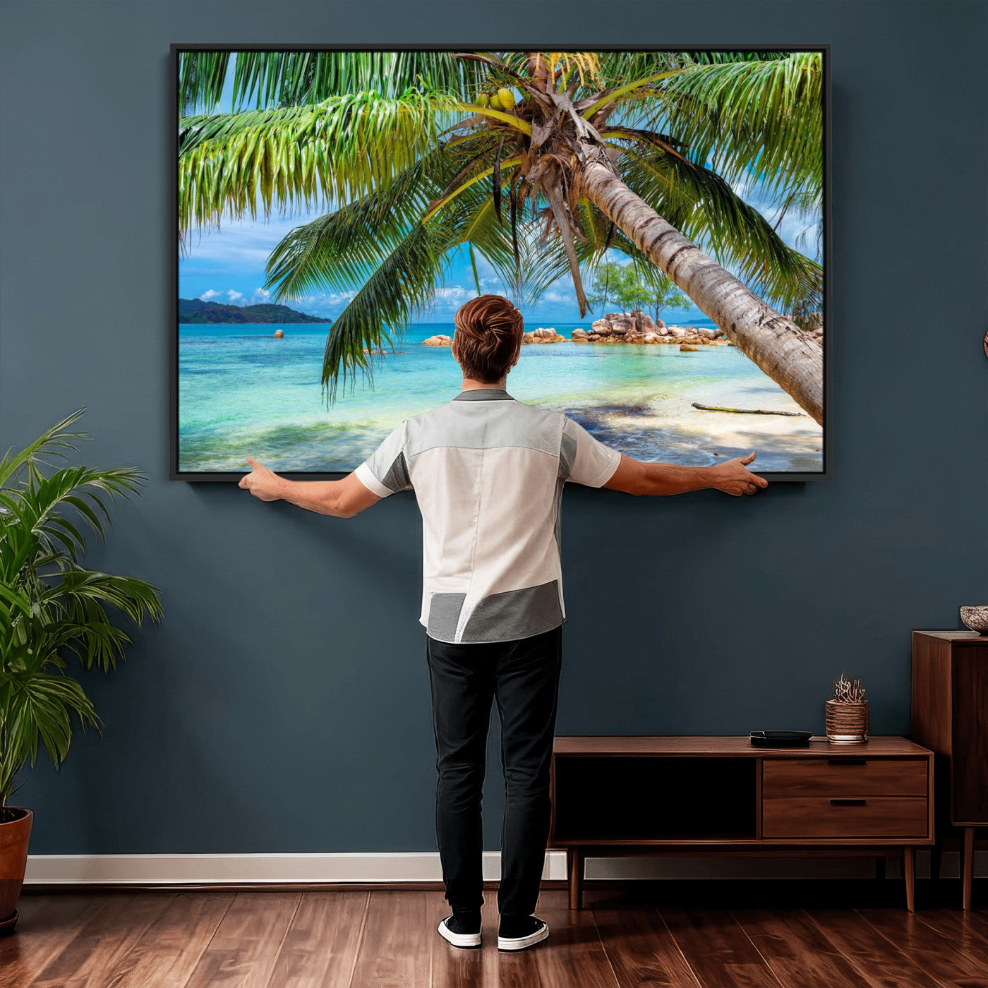 86824715-MGV-CV-36X24 - Seychelles Beach Canvas Wall Art - Anse Volbert Praslin Island Print