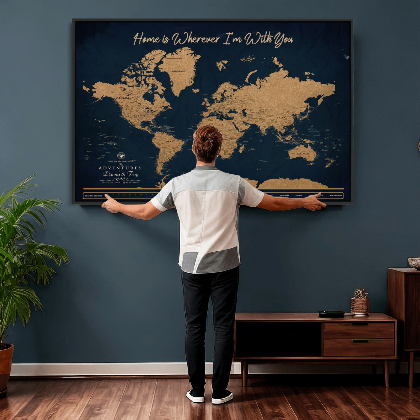 45598170-MGV-CV-36X24 - Custom Push Pin World Map Canvas Print – Personalized Travel Map Wall Art