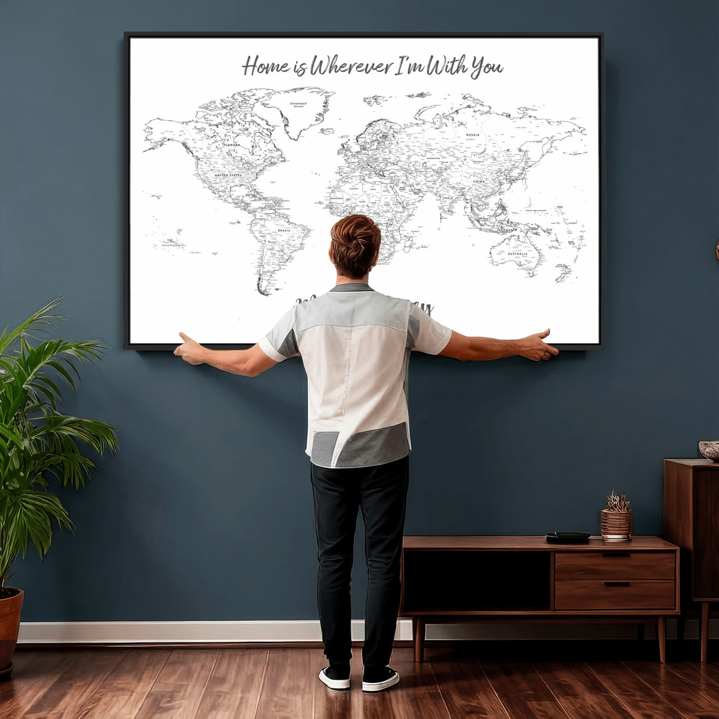 84721465-MGV-CV-36X24 - Custom Push Pin World Map Canvas Print – Personalized Travel Map Wall Art