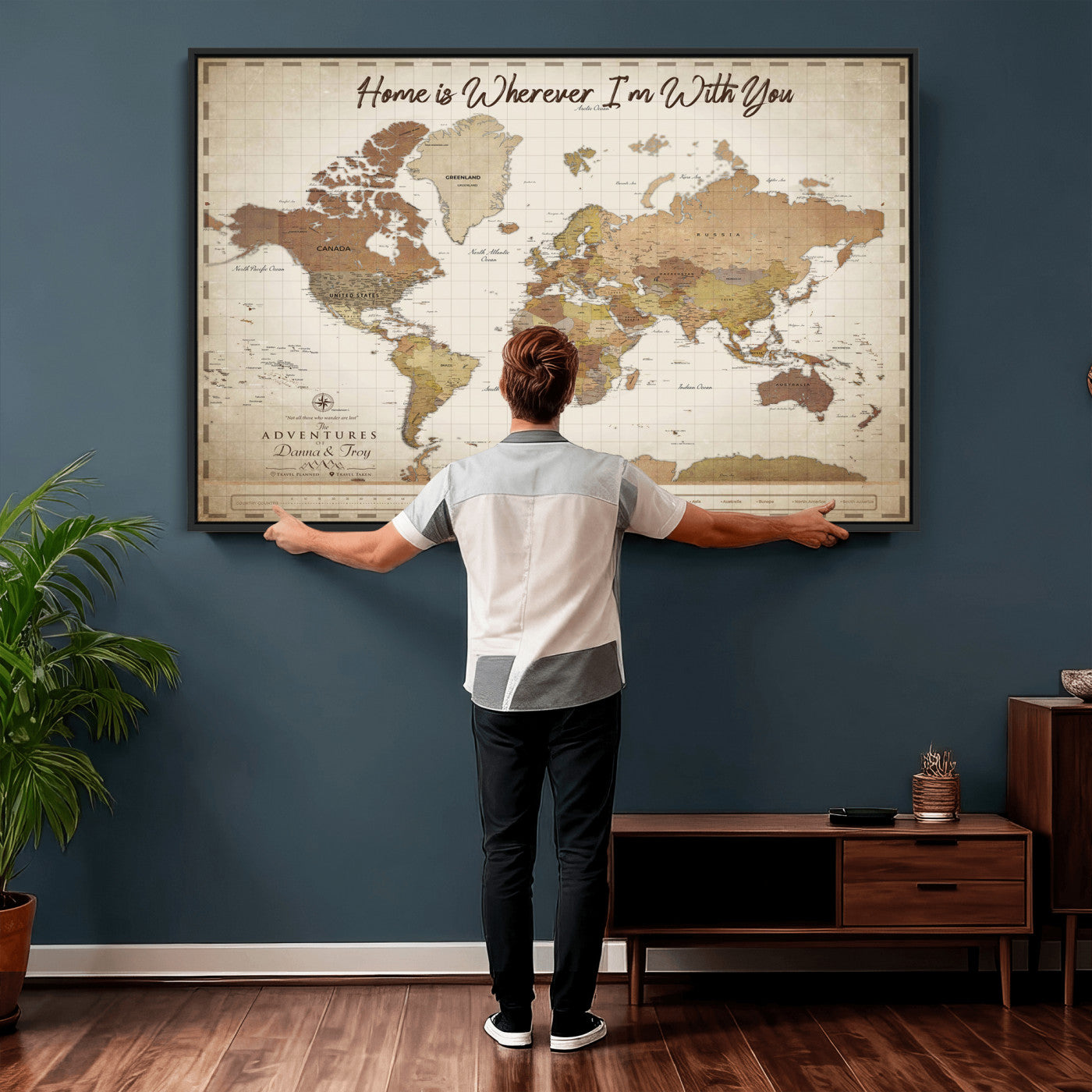 33352020-MGV-CV-36X24 - Custom Push Pin World Map Canvas Print – Personalized Travel Map Wall Art