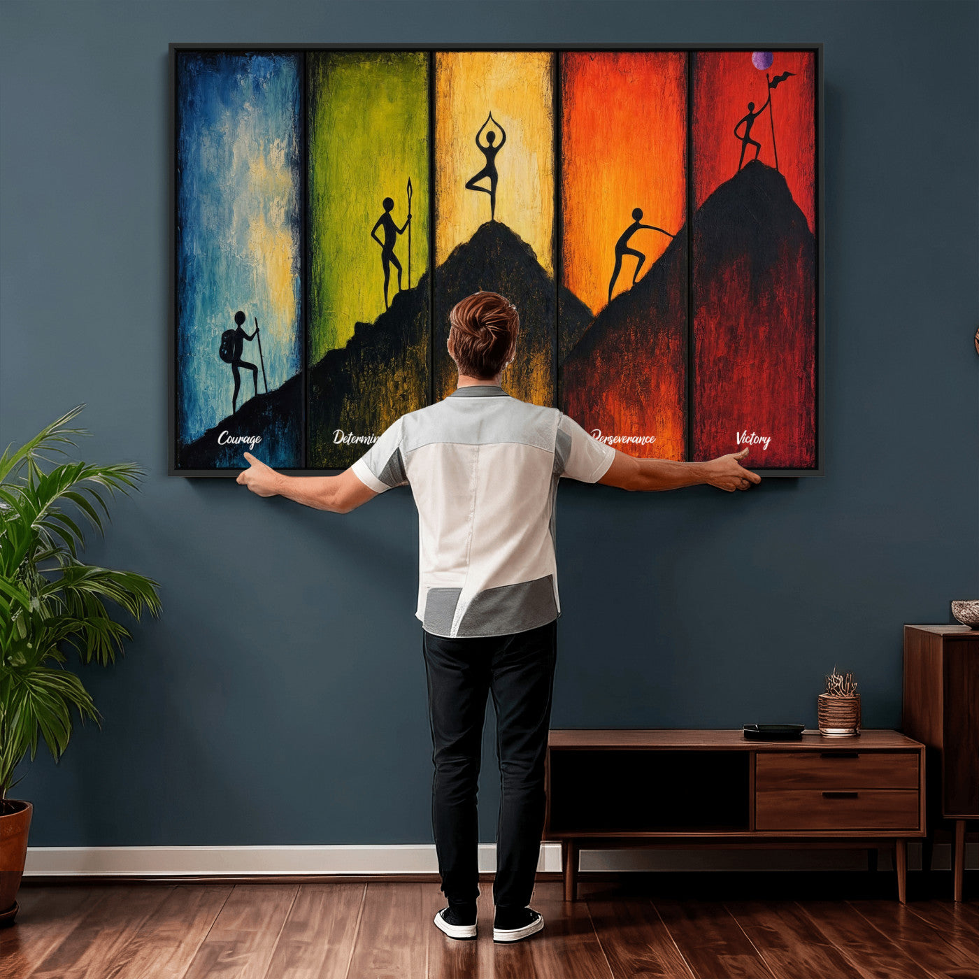 59418630-MGV-CV-36X24 - Success Journey Courage to Victory Wall Art Canvas Print - Motivational Office Decor