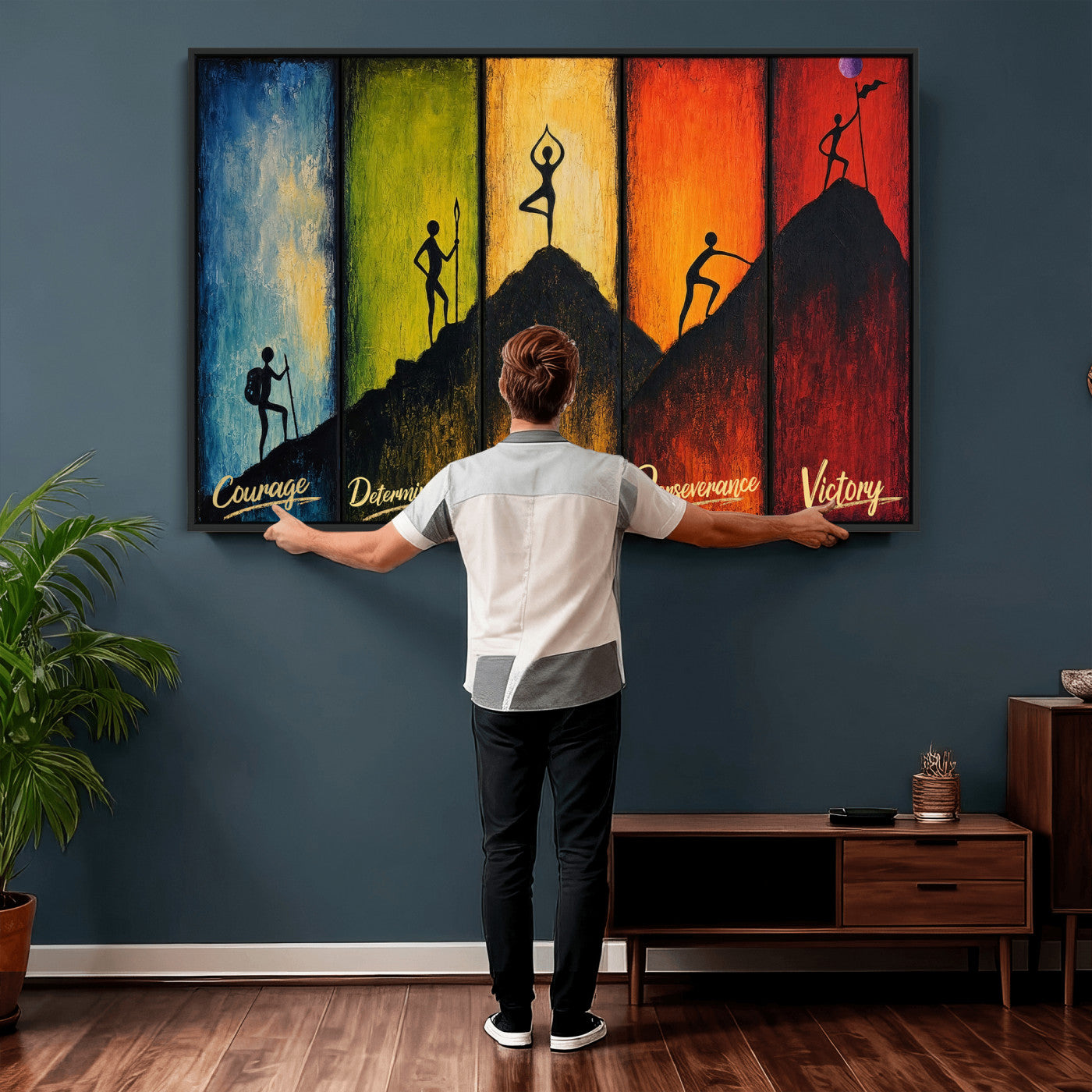 59418630-MGV-CV-36X24 - Success Journey Courage to Victory Wall Art Canvas Print - Motivational Office Decor
