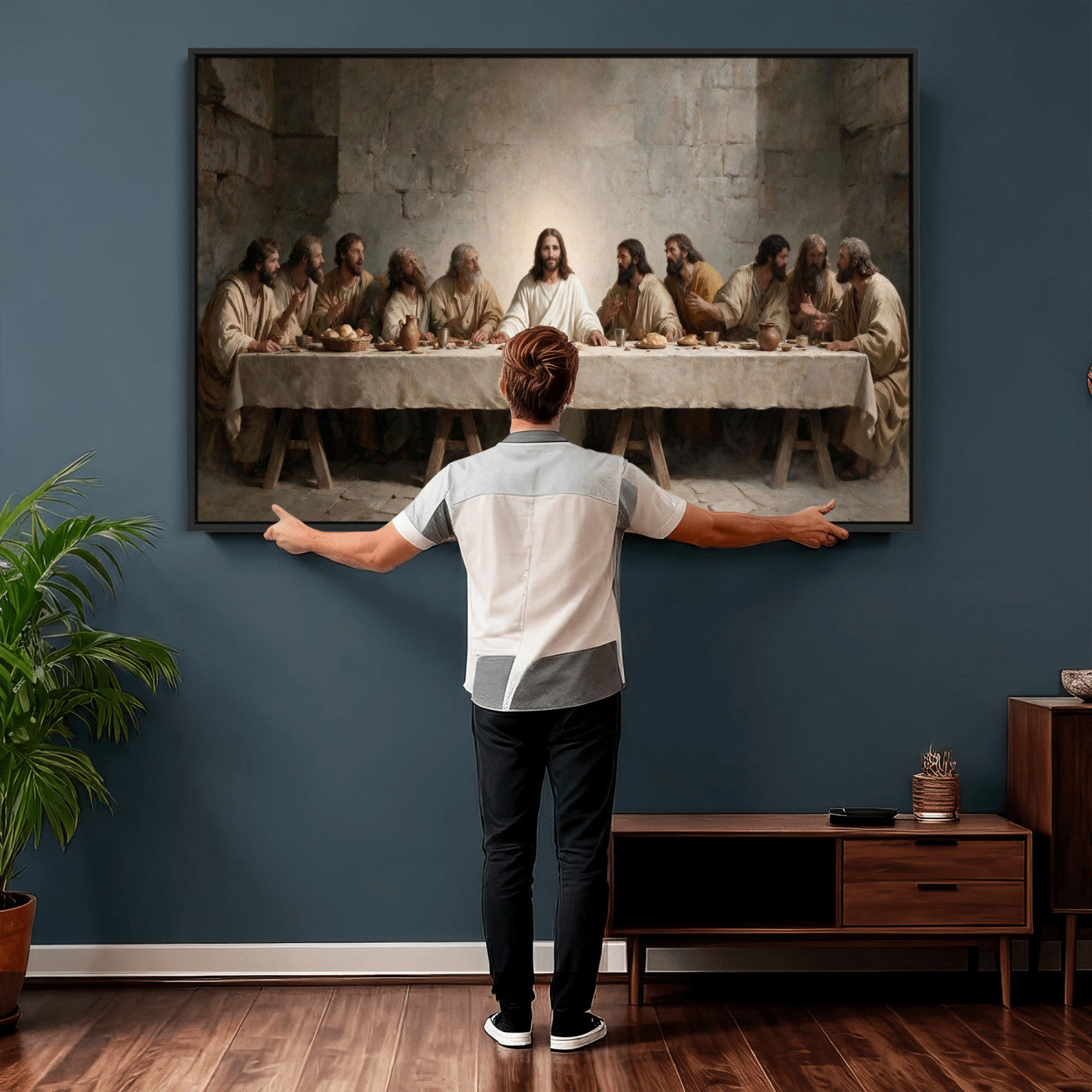 69633087-MGV-CV-36X24 - The Last Supper of Jesus Christ Wall Art Canvas Print - Classical Christian Faith Home Decor