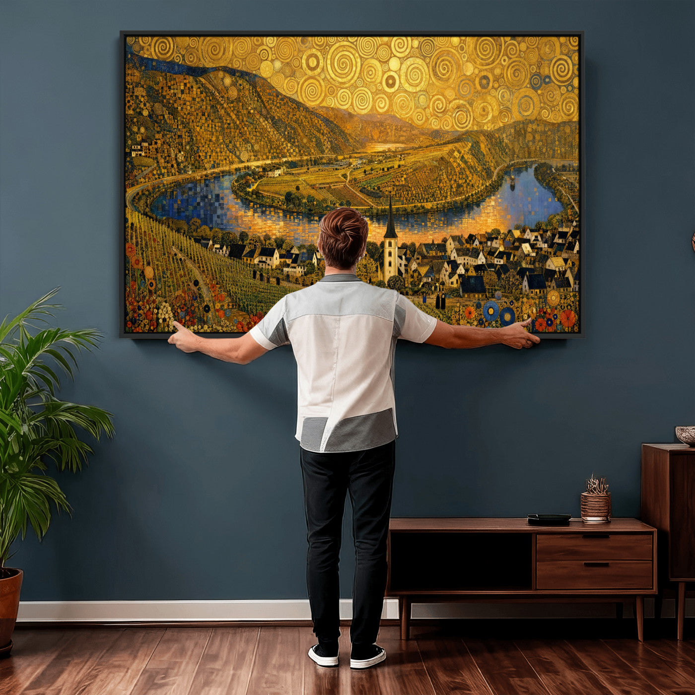 33713008-MGV-CV-36X24 - Gustav Klimt Style Mosel City Wall Art Canvas Print