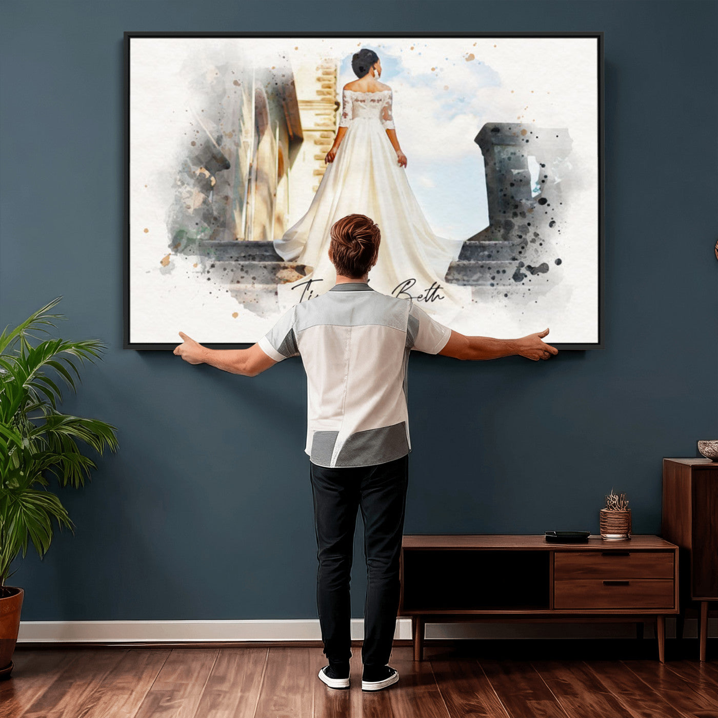 22778251-MGV-CV-36X24 - Watercolor Couple Portrait from Photo, Custom Wedding Anniversary Gift for Wife Husband Parents, Engagement Gift for Friend, Custom Gift