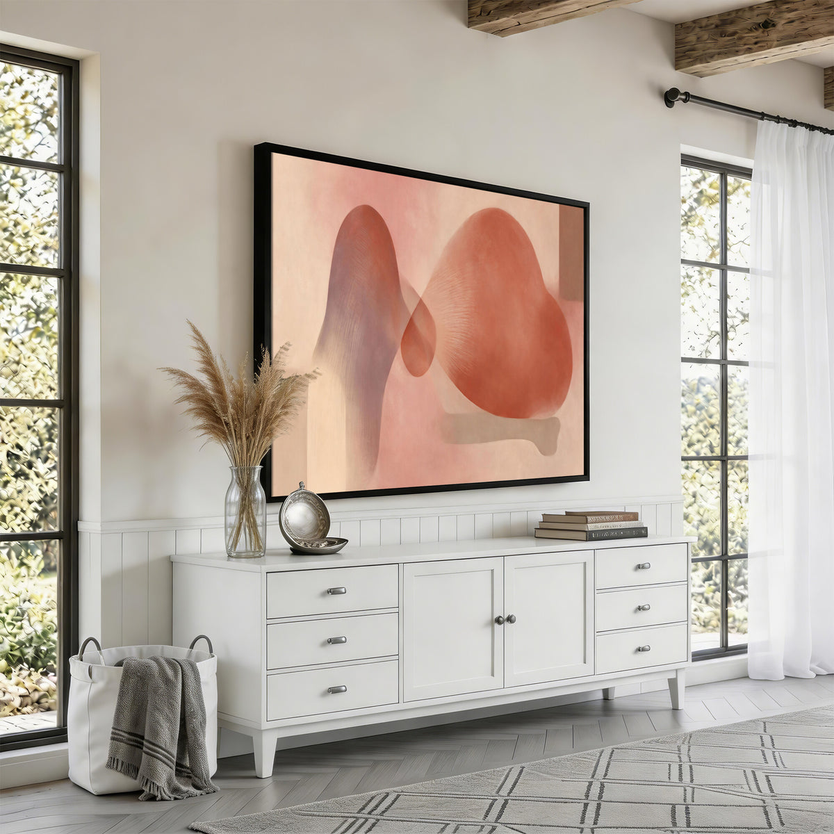 85110643-MGV-CV-36X24 - Vinna Begin Calin Biomorphic Abstract Wall Art Canvas Print, Terracotta Pink Organic Shapes