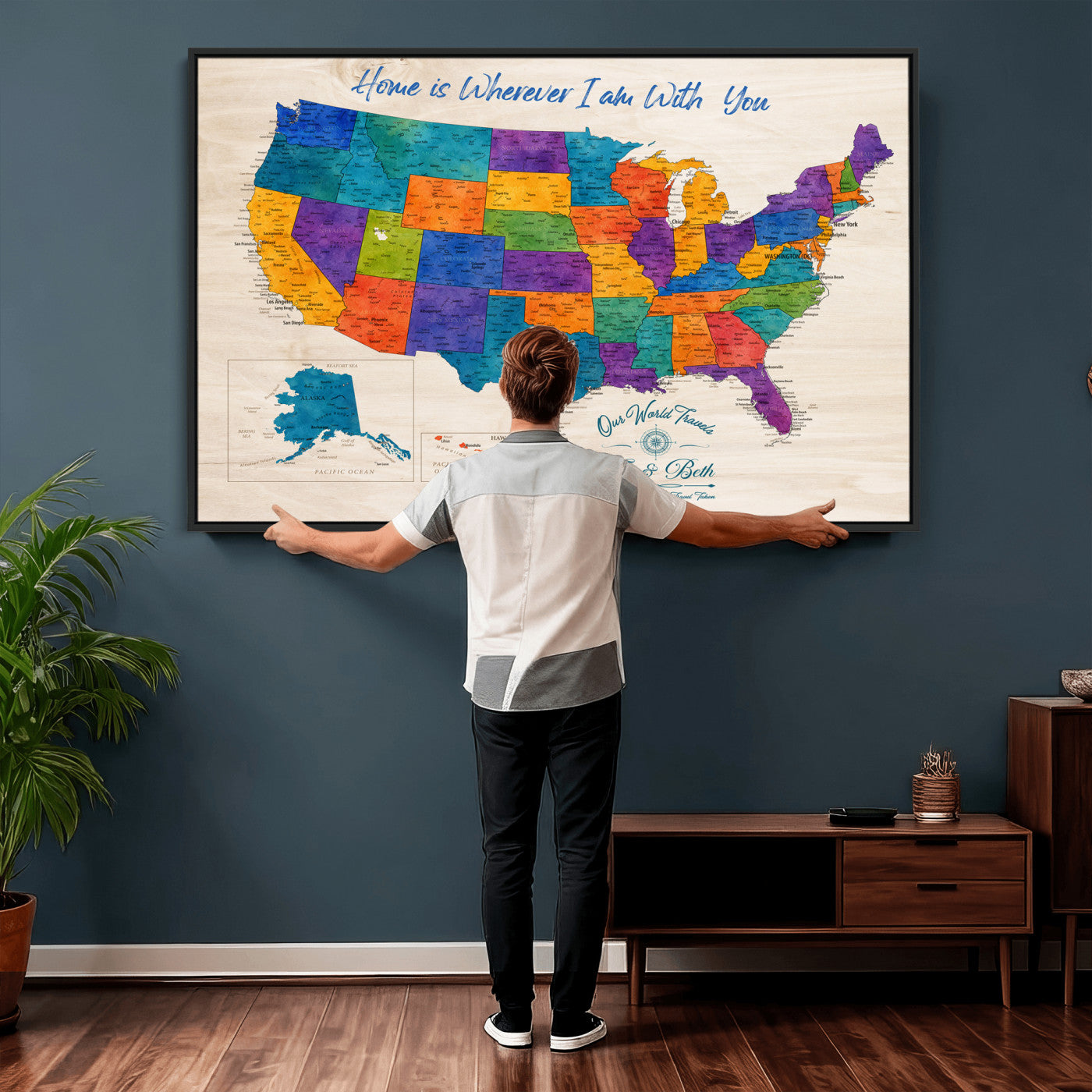 588510355-MGV-CV-36X24 - Personalized USA Push Pin Travel Map – Custom United States Map Wall Art