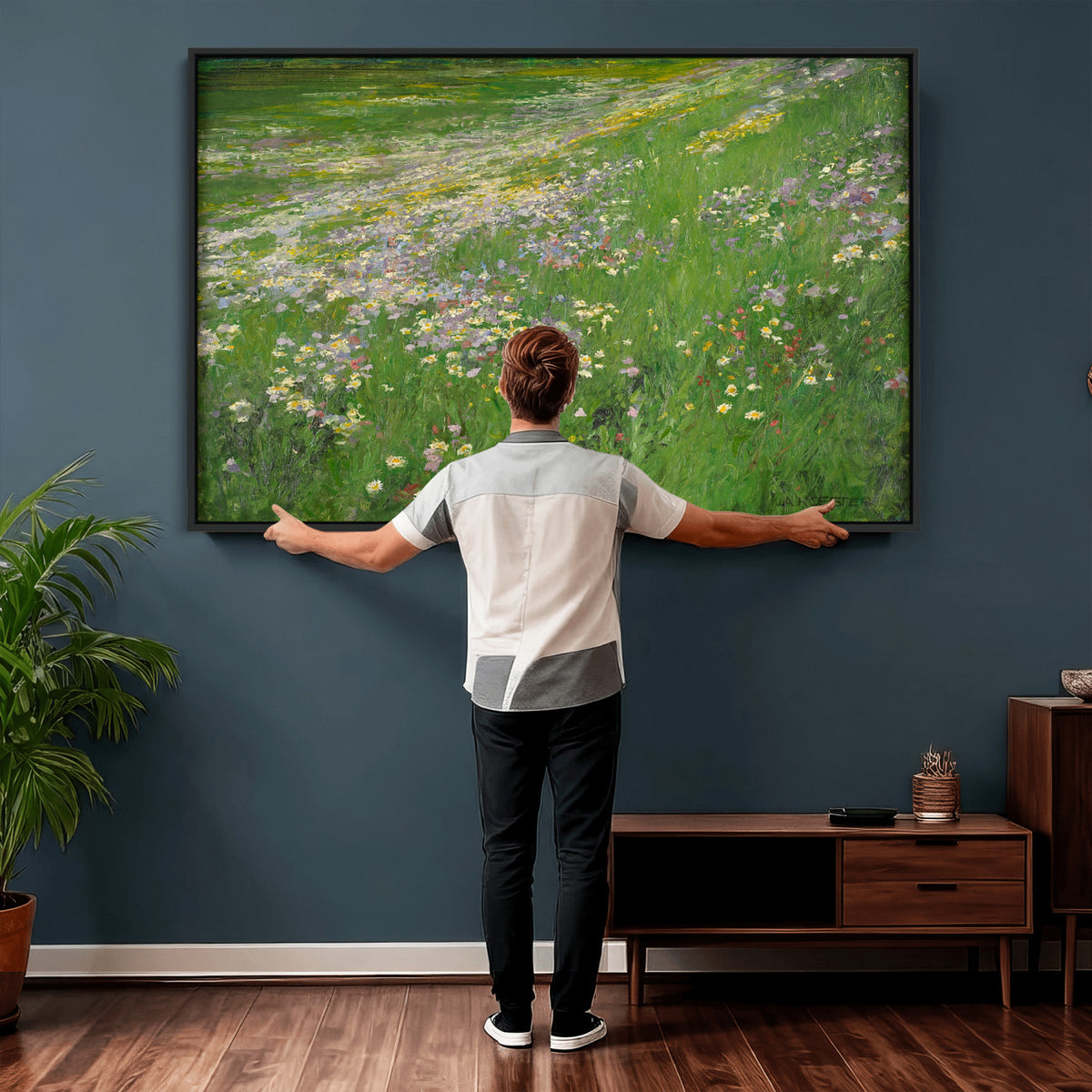 63535040-MGV-CV-36X24 - Alexander Koester Flower Meadow Canvas Wall Art, Vintage Landscape Print
