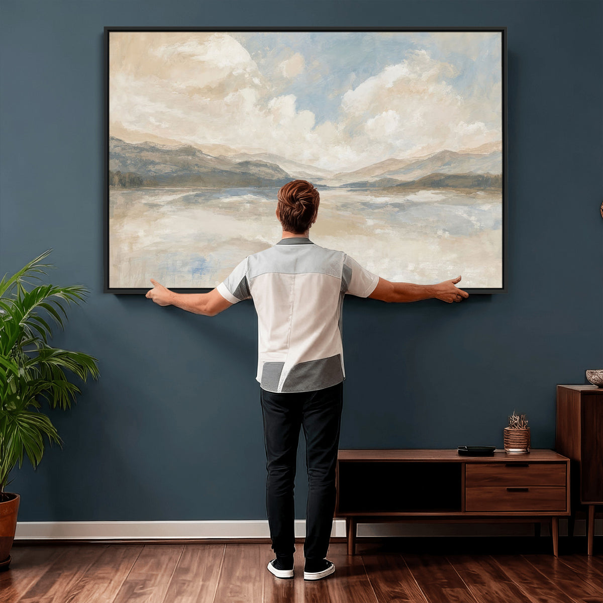 12998065-MGV-CV-36X24 - Serene Mountain and Lake Landscape Canvas Wall Art