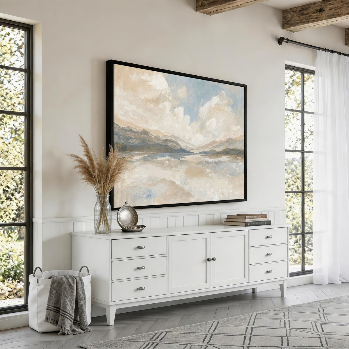 12998065-_Poster-30x20 - Serene Mountain and Lake Landscape Canvas Wall Art