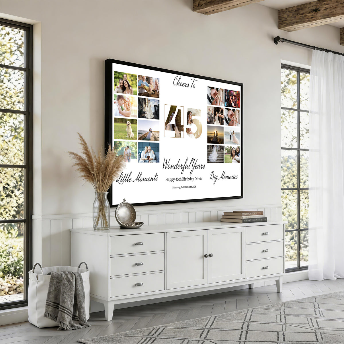 CSTM914CLJ-MGV-CV-36X24 - Moments and Memories Canvas Print – Personalized Birthday Photo Grid Wall Art