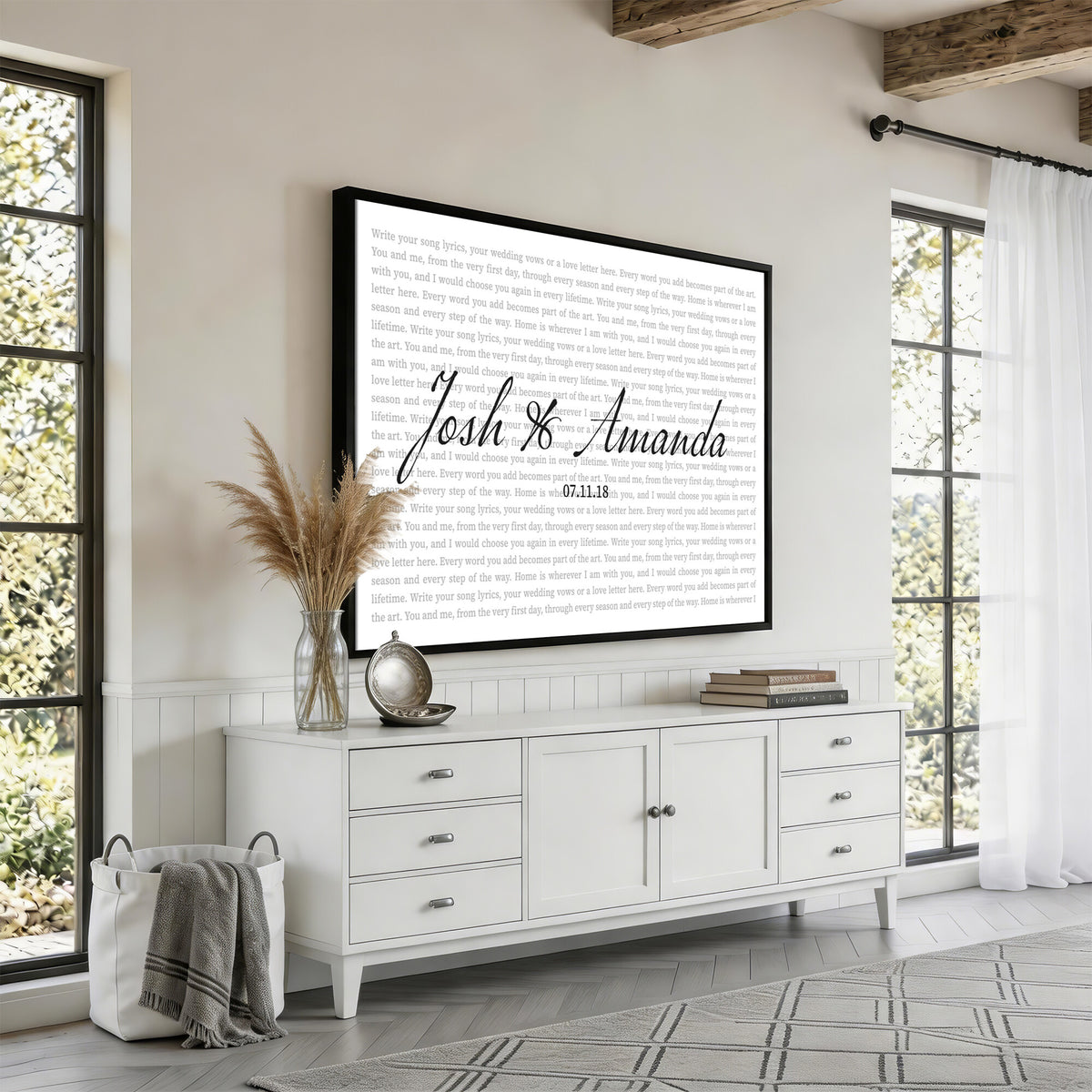 CSTM914ANI-MGV-CV-36X24 - Song Lyrics Wall Art with Names – Personalized Wedding Song Canvas Print