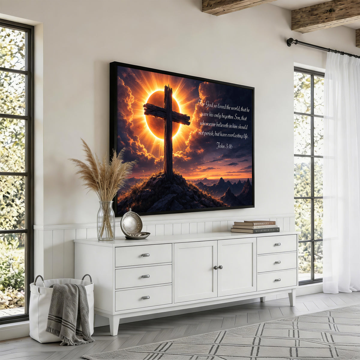 Custom Bible Verse Cross Canvas, Personalized Christian Wall Art
