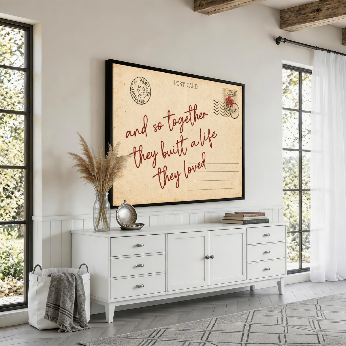 Personalized vintage postcard canvas with custom love note, view 24