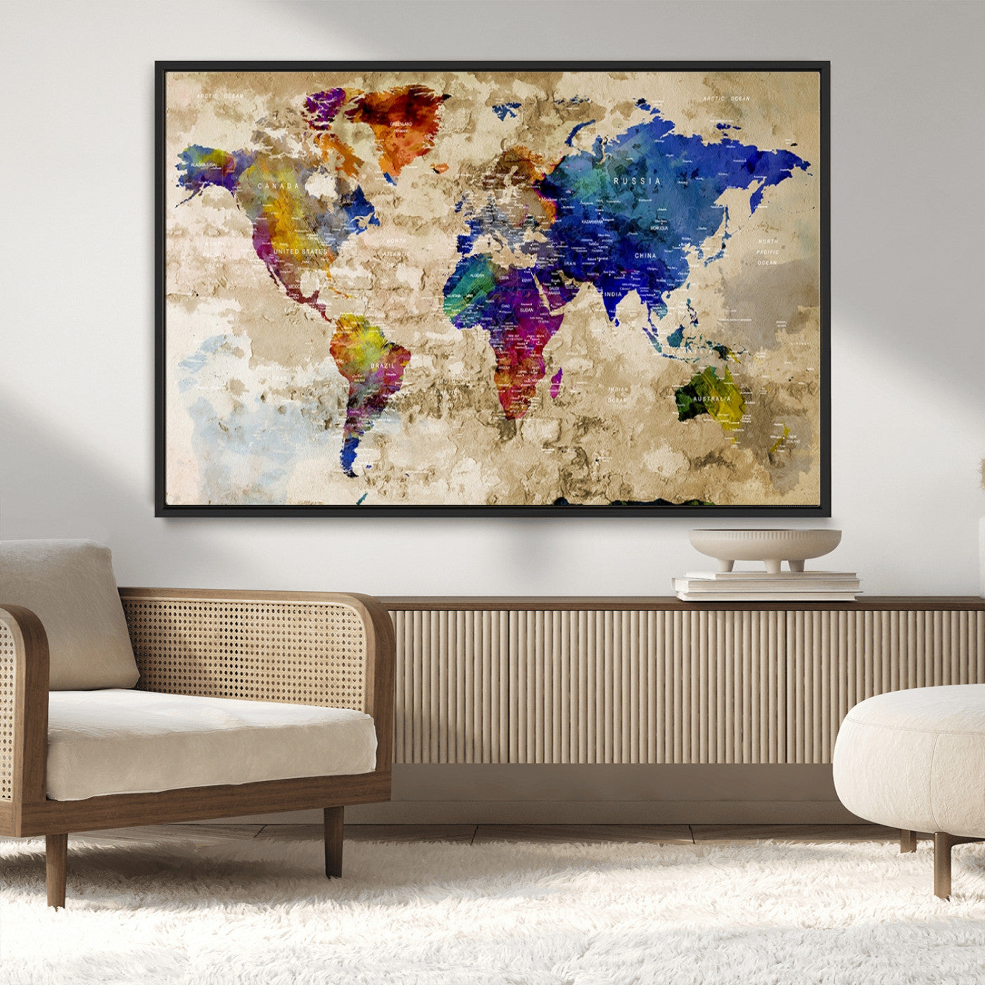 MGV-FC-36X24 - World Map Wall Art Canvas Print for Home and Office Decor