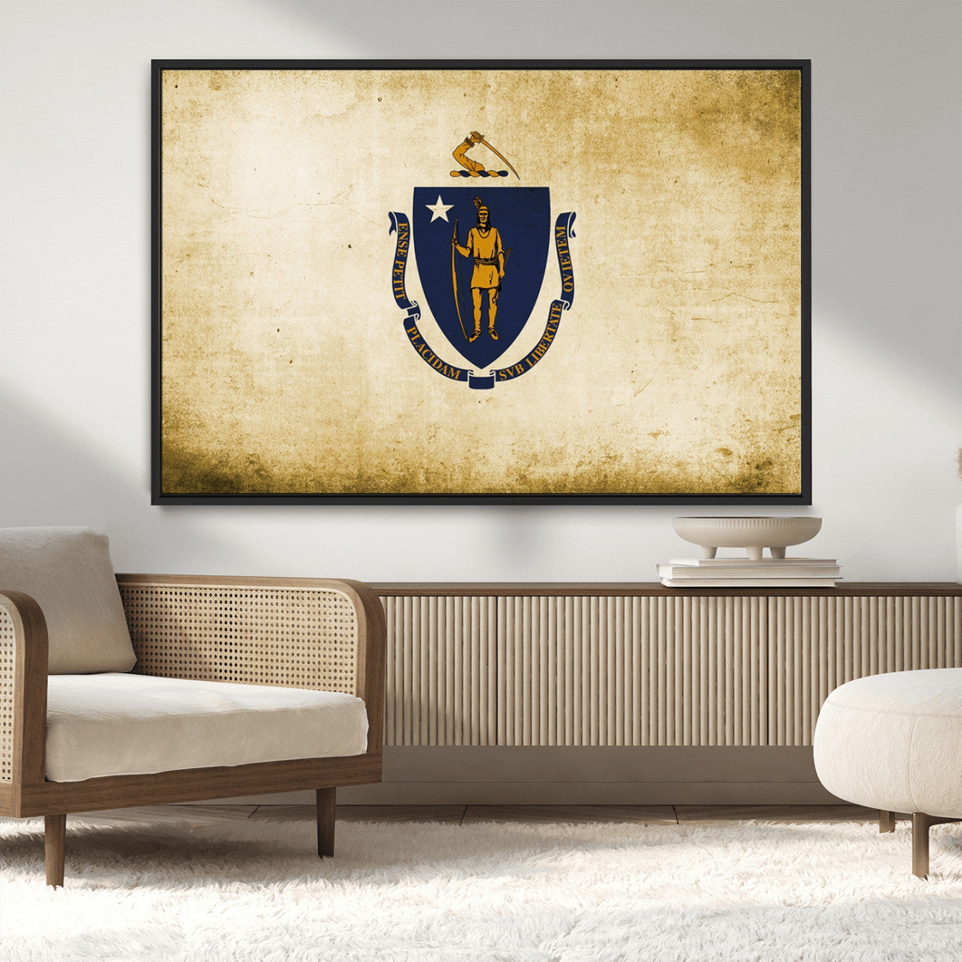 MGV-FC-36X24 - Massachusetts Flag Wall Art Canvas Print
