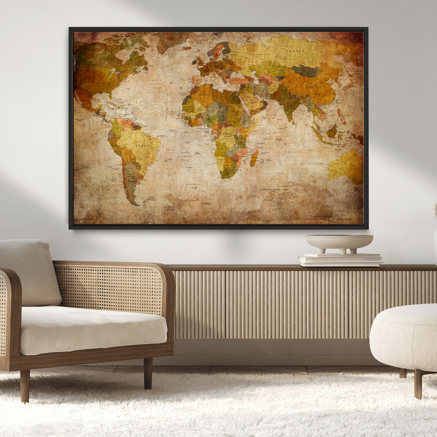 MGV-FC-36X24 - Push Pin World Map Canvas Print – Framed Wall Art for Couples to Track Their Travels – Anniversary