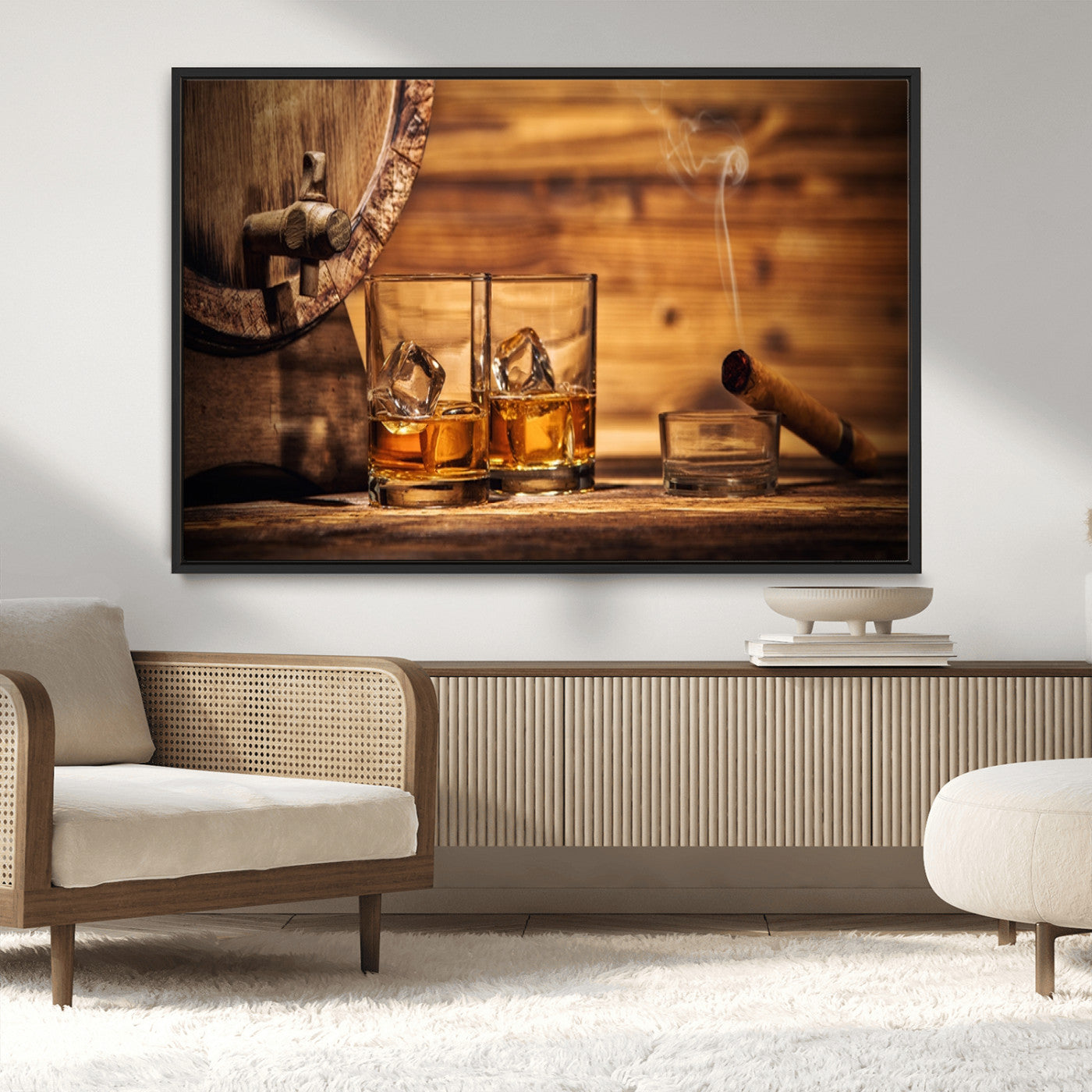 MGV-FC-36X24 - Rustic Whiskey and Barrel Canvas Print