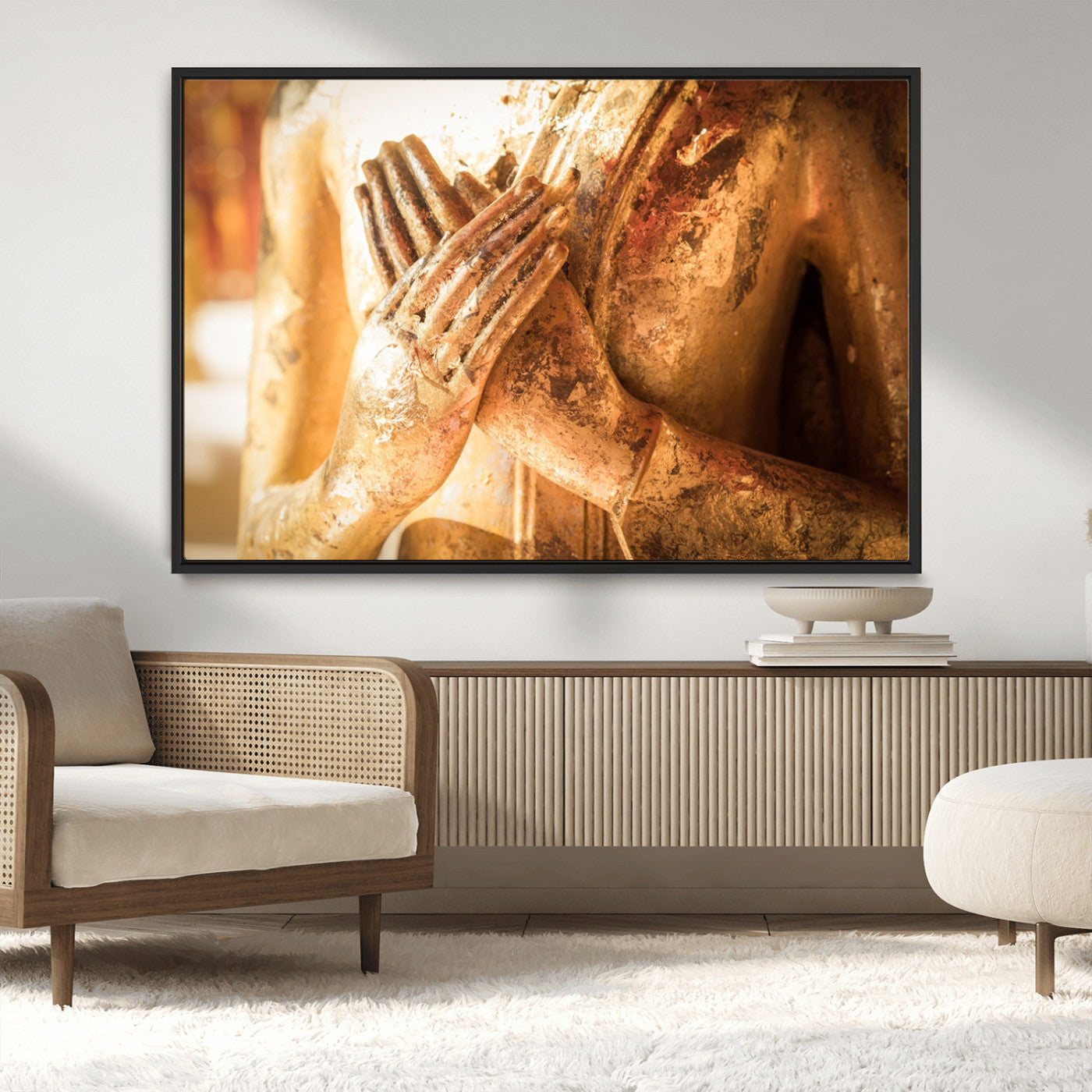 MGV-FC-36X24 - Buddha Statue Hands Wall Art Canvas Print