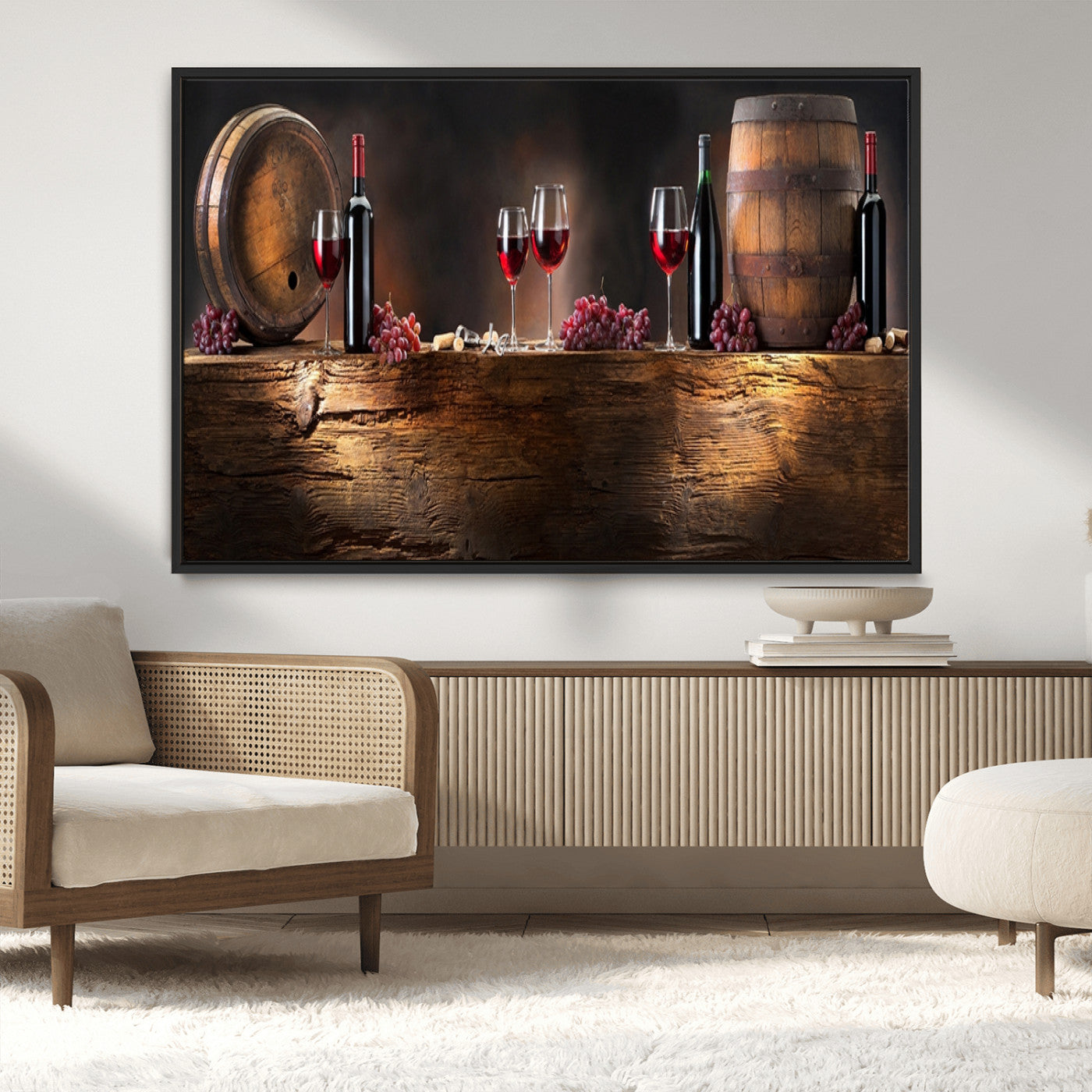 MGV-FC-36X24 - Wine and Barrels Wall Art Canvas Print