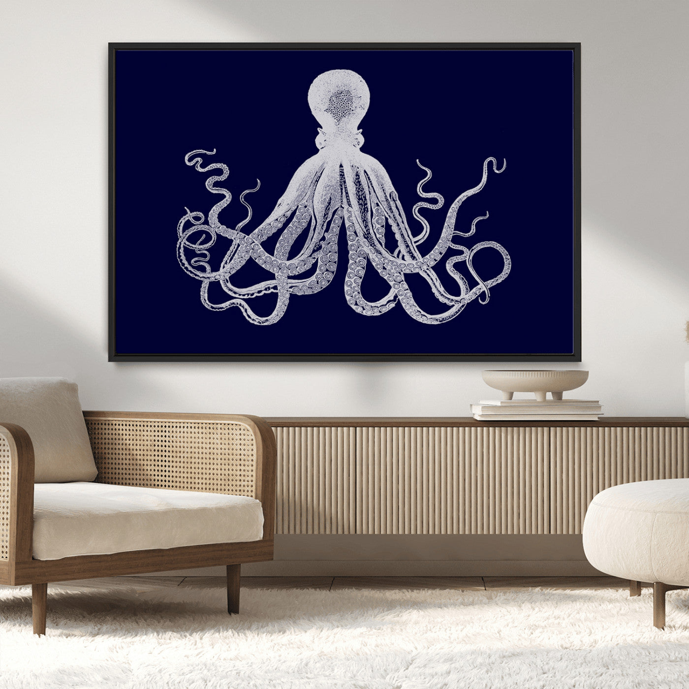 MGV-FC-36X24 - Blue Octopus Wall Art Canvas Print