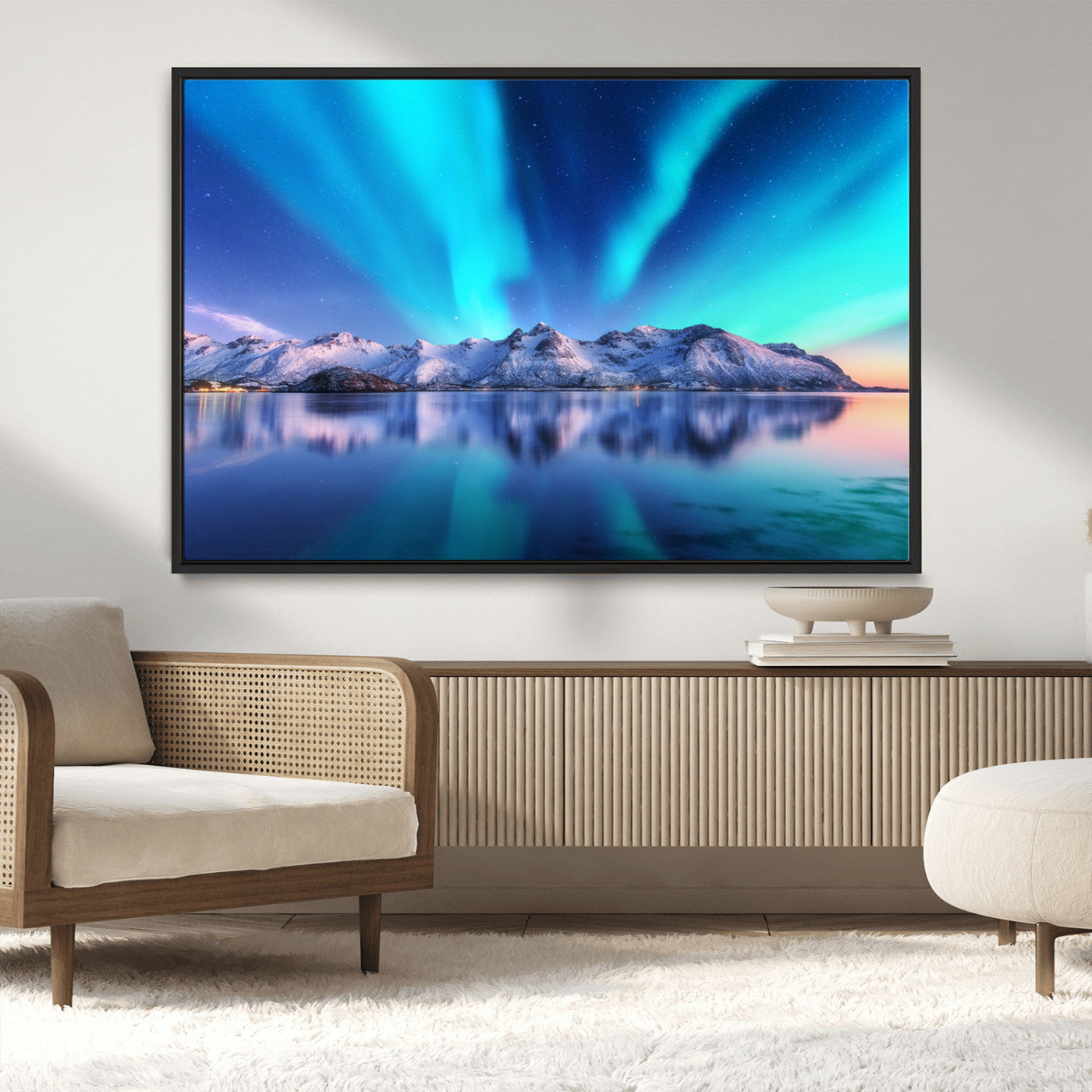 MGV-FC-36X24 - Northern Lights above Mountain Wall Art, Northern Lights Wall Art Canvas Print