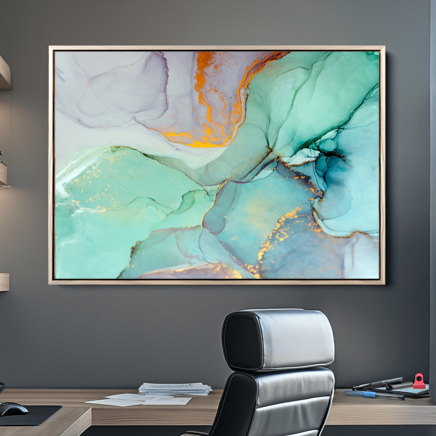36934-MGV-CV-36X24-Colorful Marble Fluid Effect Canvas Wall Art Print