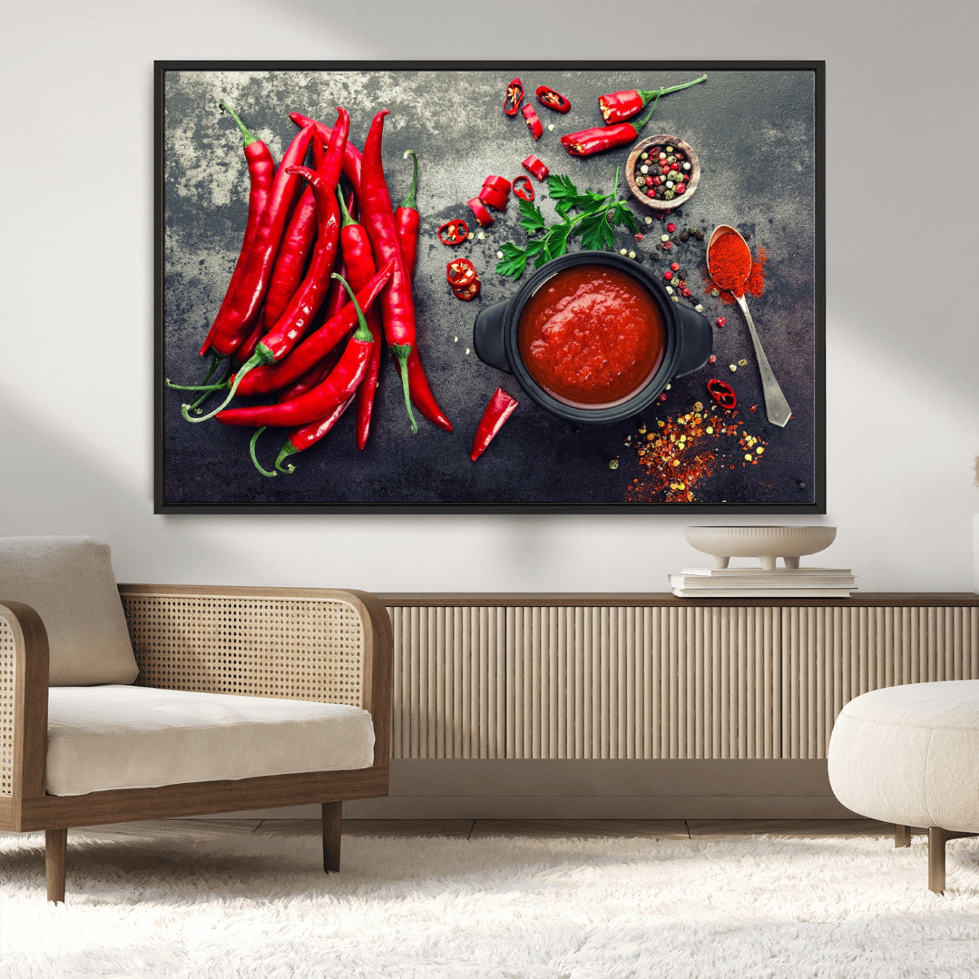 MGV-FC-36X24 - Red Chili Peppers Wall Art Kitchen Artwork Canvas Print