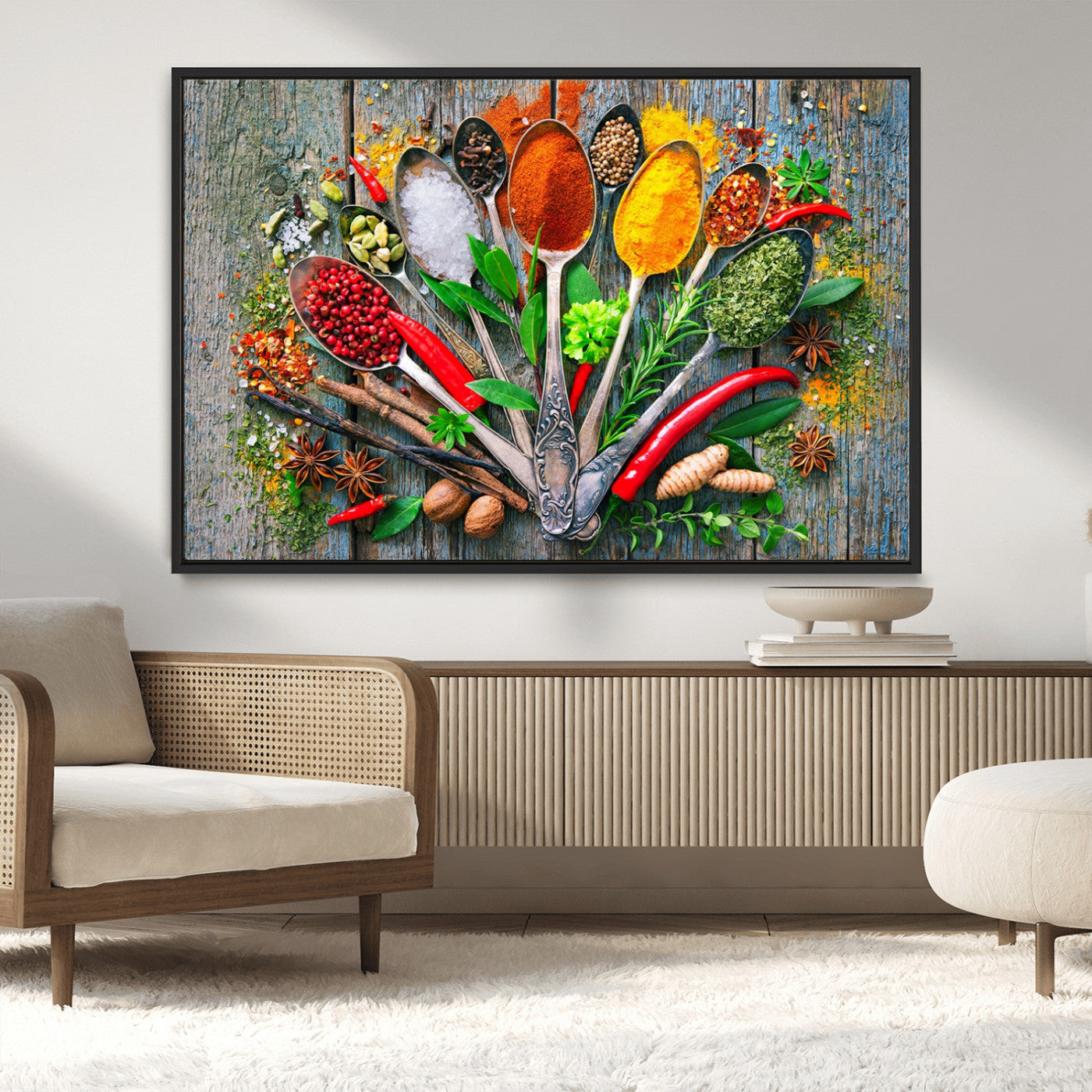 MGV-FC-36X24 - Spoonful of Spices Cooking Wall Art Canvas Print - Vibrant Kitchen Decor Triptych – Culinary Art