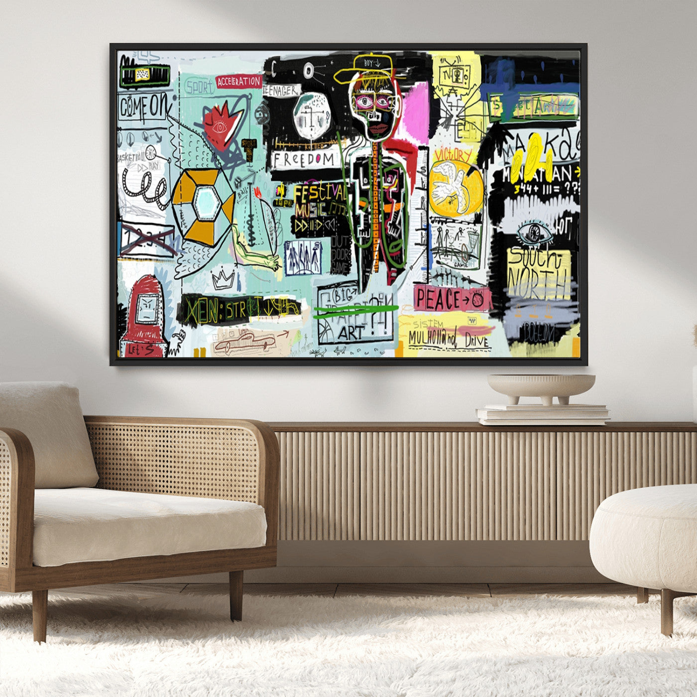 MGV-FC-36X24 - Abstract Graffiti Canvas Street Art-Inspired Graffiti Triptych Canvas – Modern Abstract Wall Art for