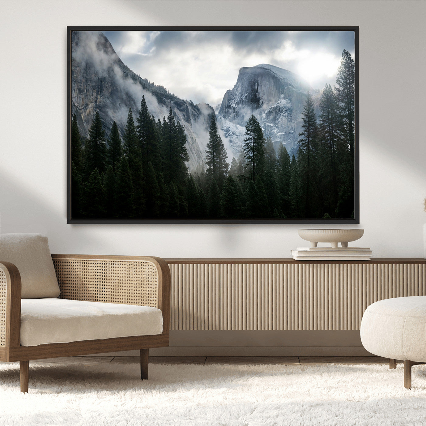 MGV-FC-36X24 - Yosemite National Park El Capitan Foggy Mountain Wall Art | Large Canvas Print for Living Room,