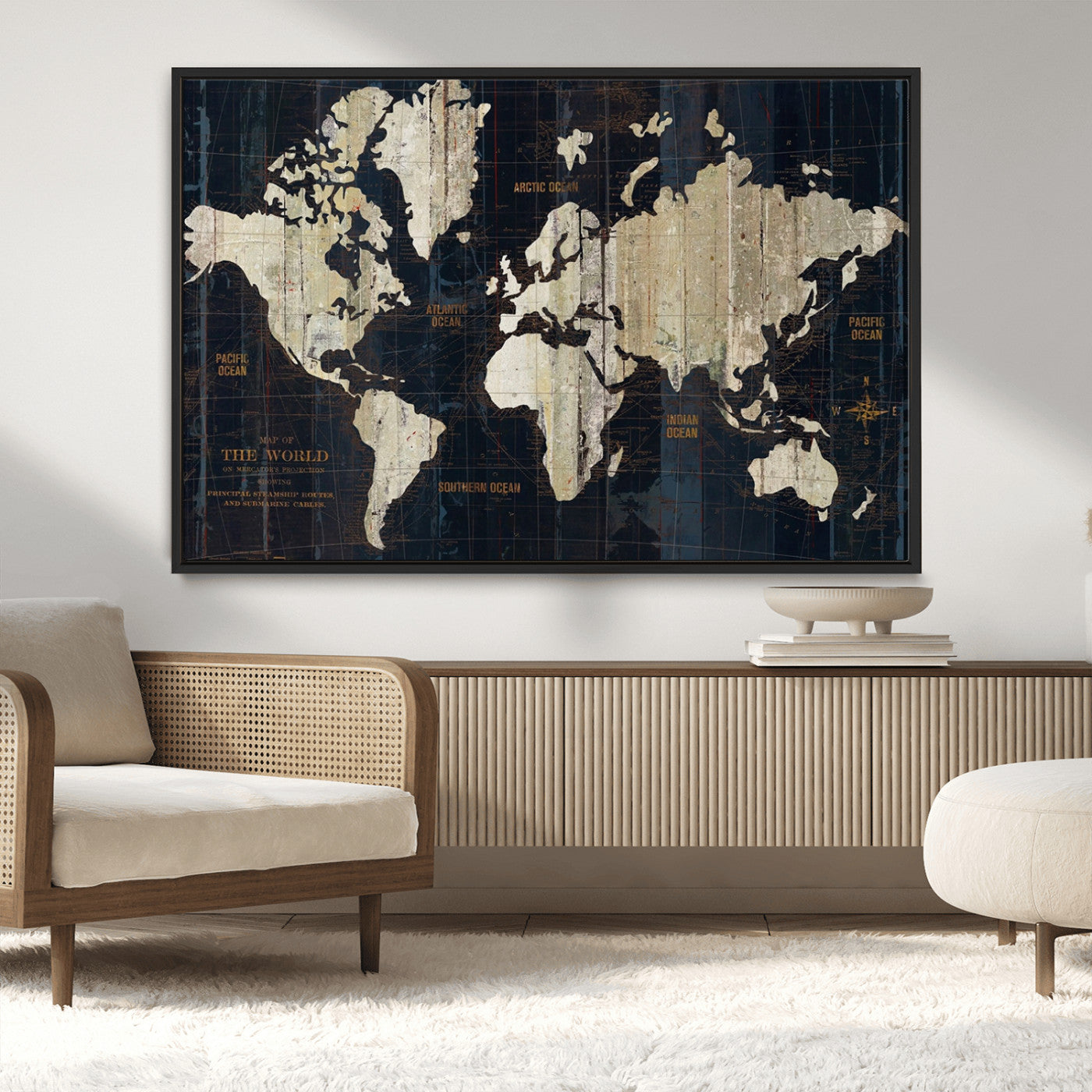 MGV-FC-36X24 - Push Pin World Map Canvas Print – Framed Wall Art for Couples to Track Their Travels – Anniversary