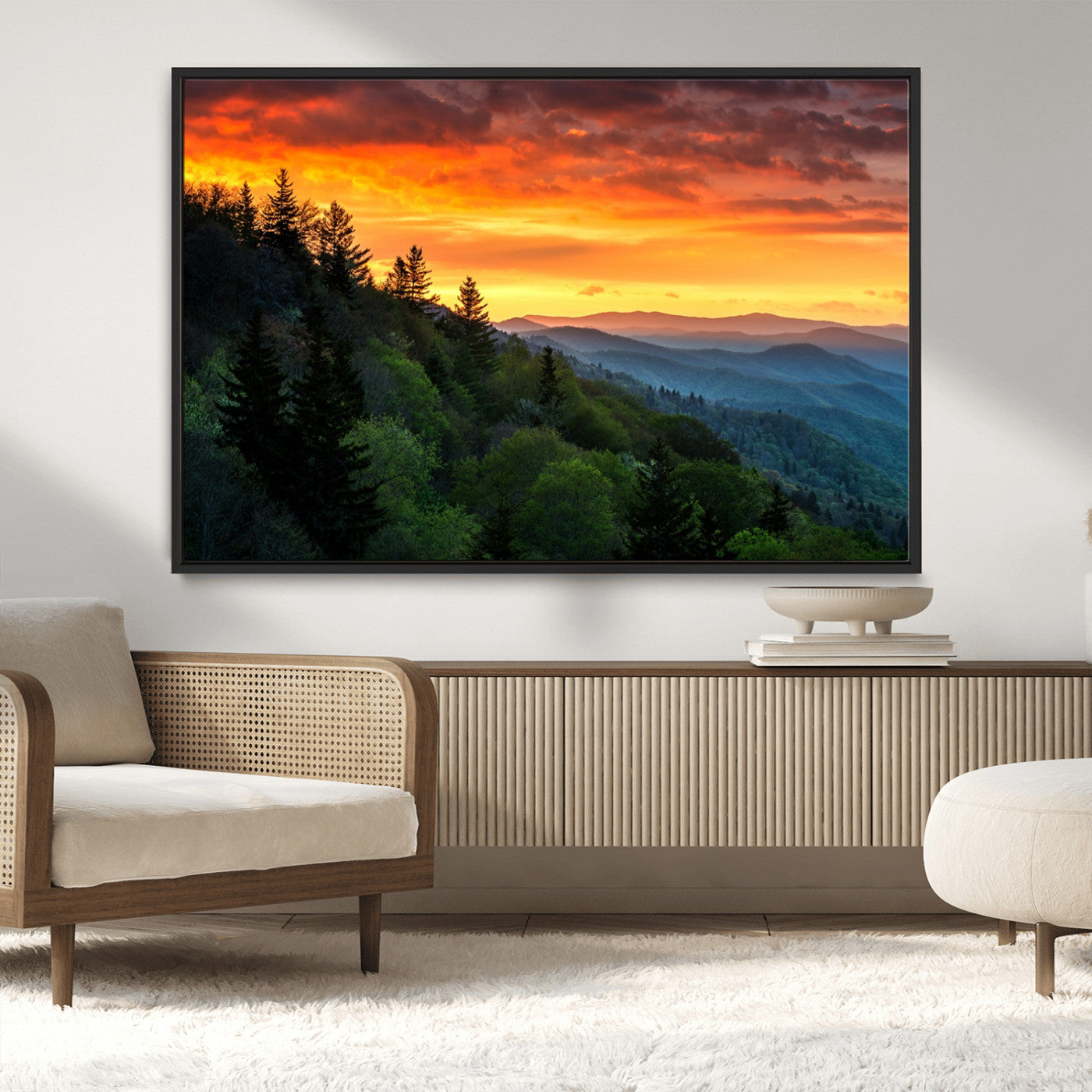 MGV-FC-36X24 - Forest Landscape Wall Art Sunset Canvas, Forest Sunset Canvas Print