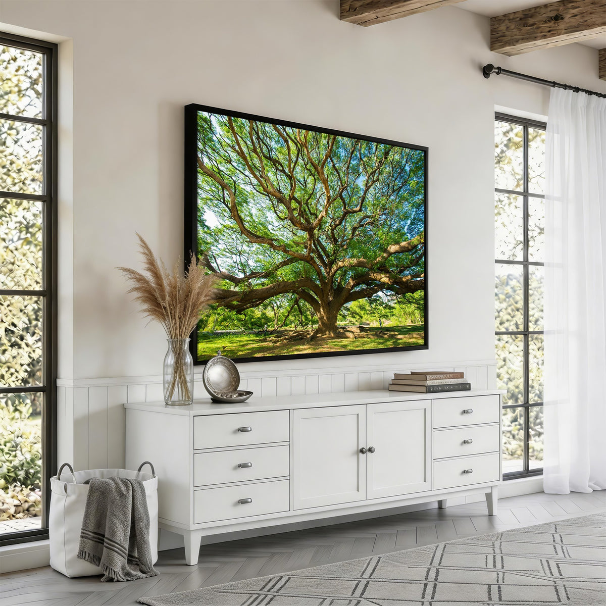 70569-MGV-CV-24X16 - Majestic Oak Tree Wall Art | Serene Nature Canvas Print with Spreading Branches