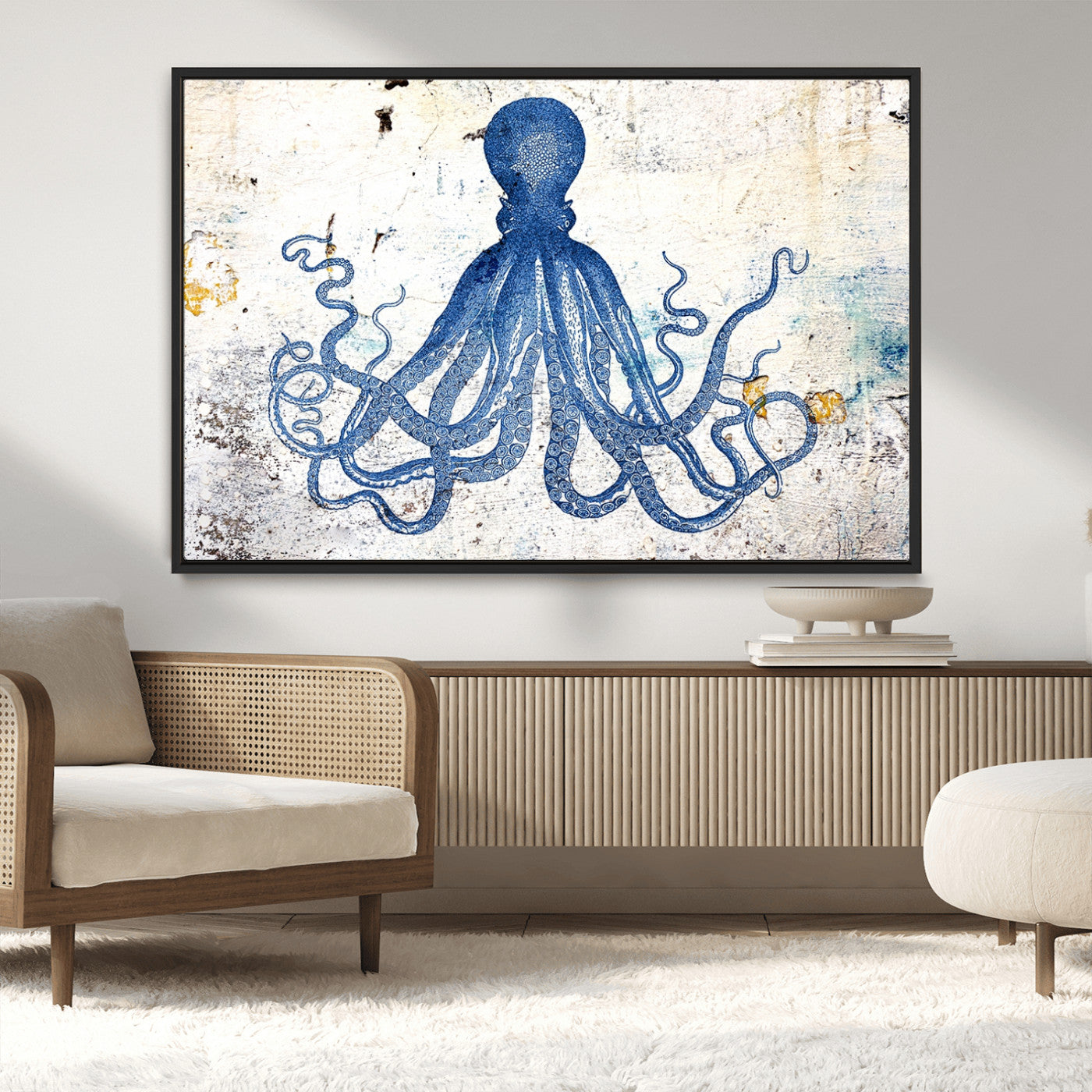 MGV-FC-36X24 - Octopus Canvas Wall Art | Coastal Marine Life Artwork for Living Room, Bedroom, or Office |