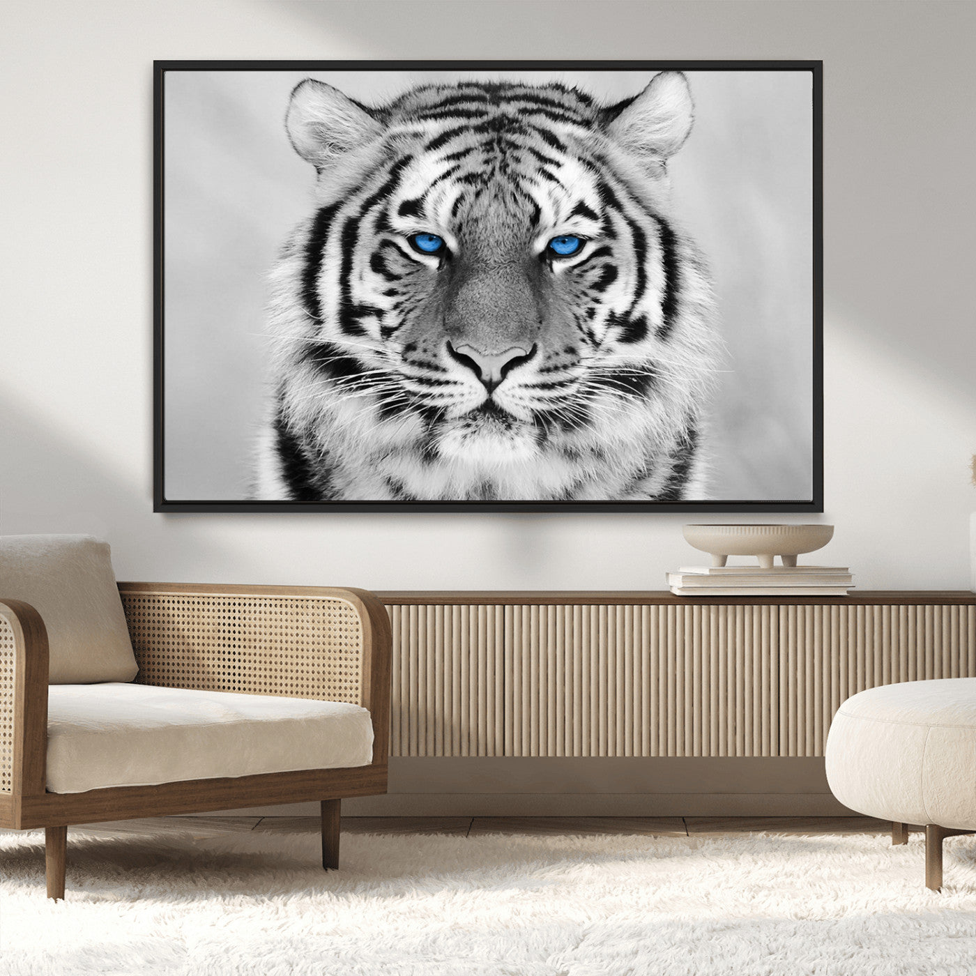MGV-FC-36X24 - Black and White Tiger Wall Art Animal Canvas Print