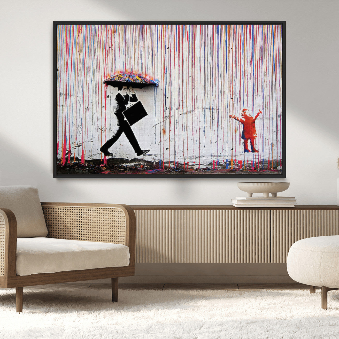 MGV-FC-36X24 - Banksy Wall Art Canvas Print, Framed Graffiti Art Picture Print, Banksy Urban Graffiti Perfect Modern Decor Artwork