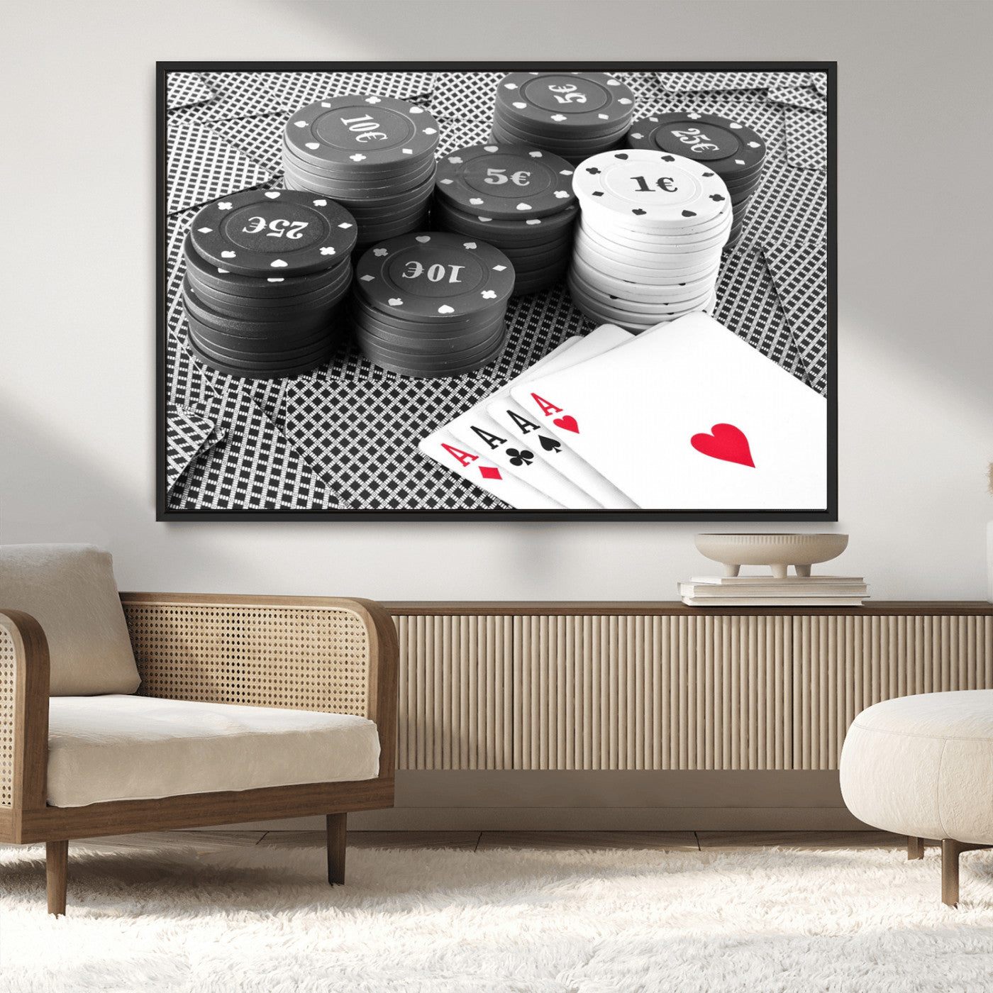MGV-FC-36X24 - Poker Game Cards Wall Art Canvas, Multi Panel Wall Art Canvas Print