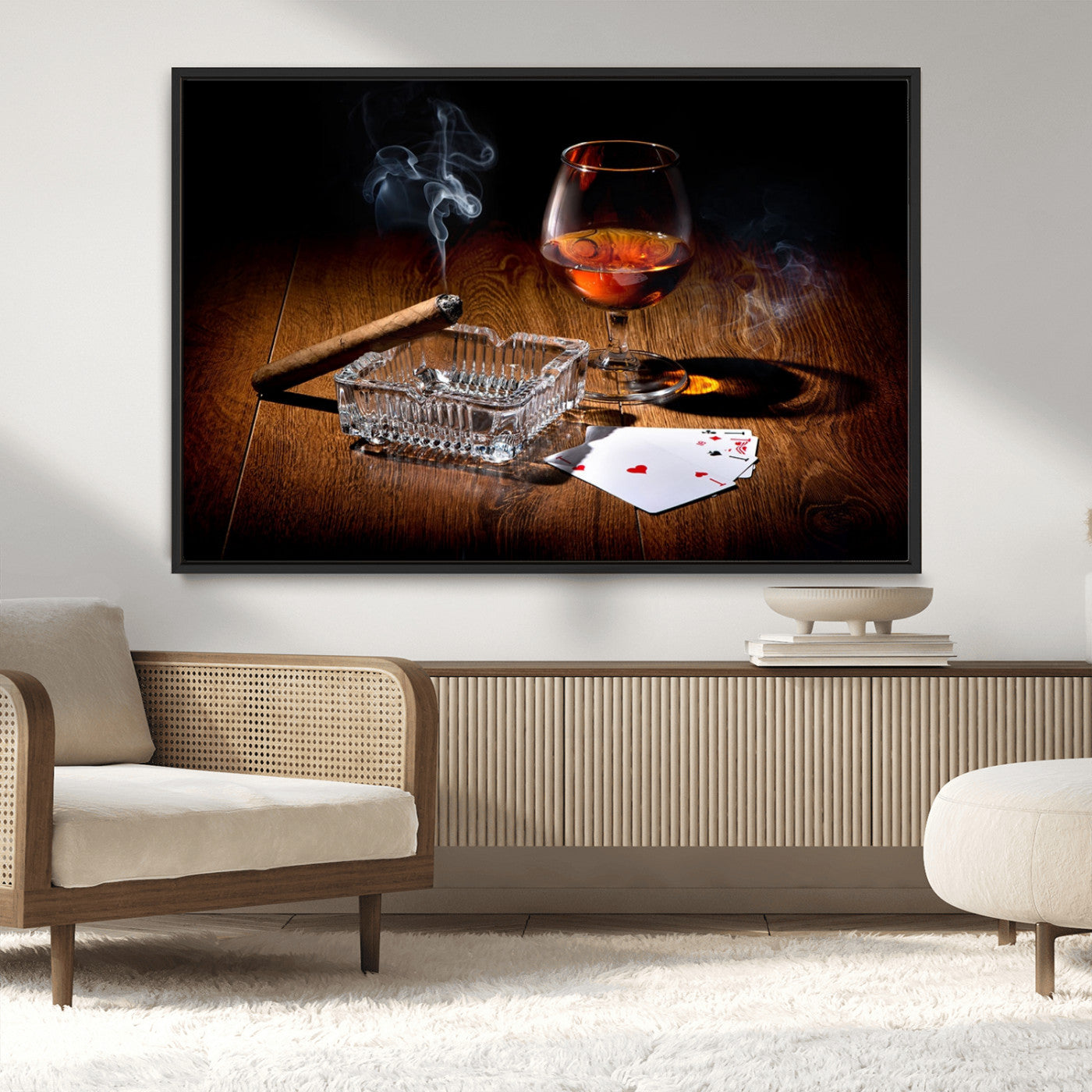 MGV-FC-36X24 - Whiskey Cigar Wall Art Canvas Print Kitchen Wall