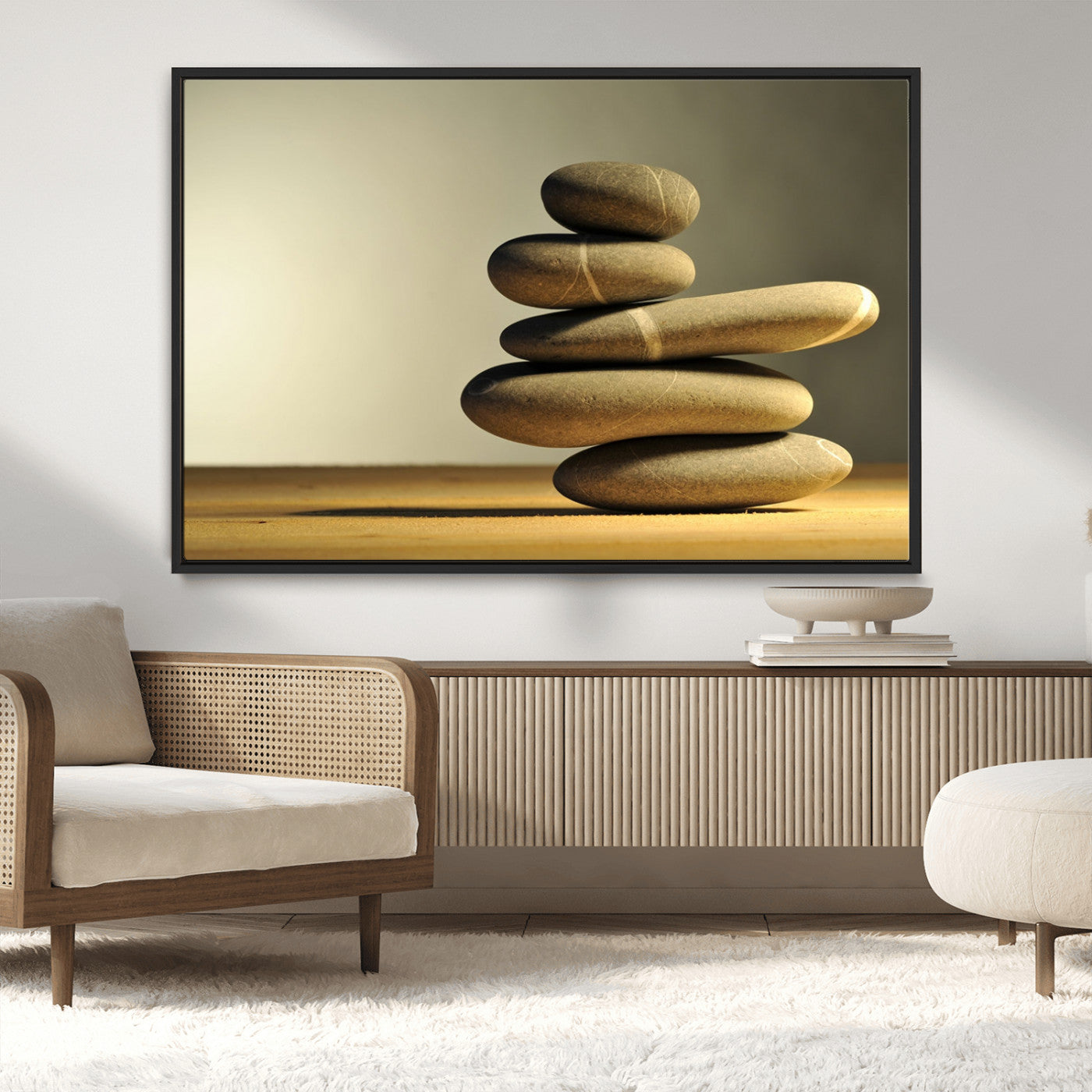 MGV-FC-36X24 - Fluvial Zen Stones Canvas Wall Art Print